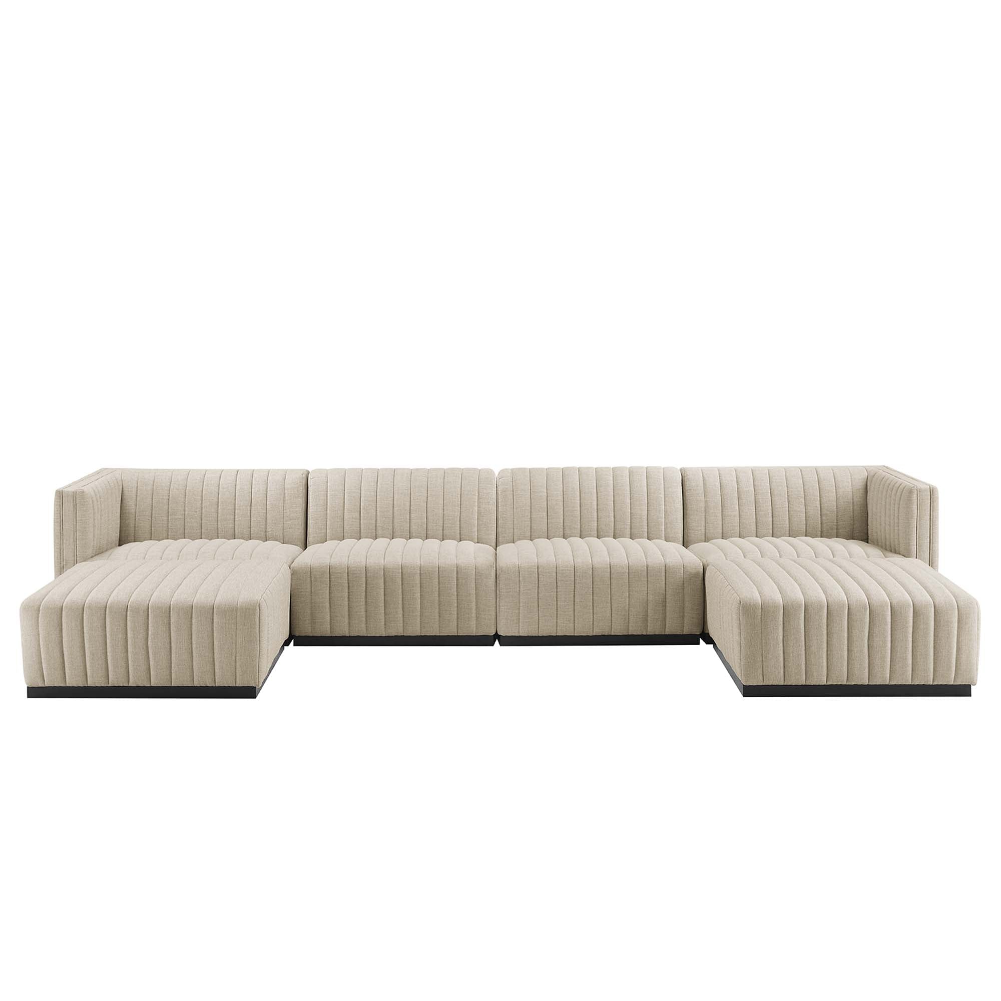 Conjure 6-Piece Channel Tufted Upholstered Fabric Sectional Sofa by Modway