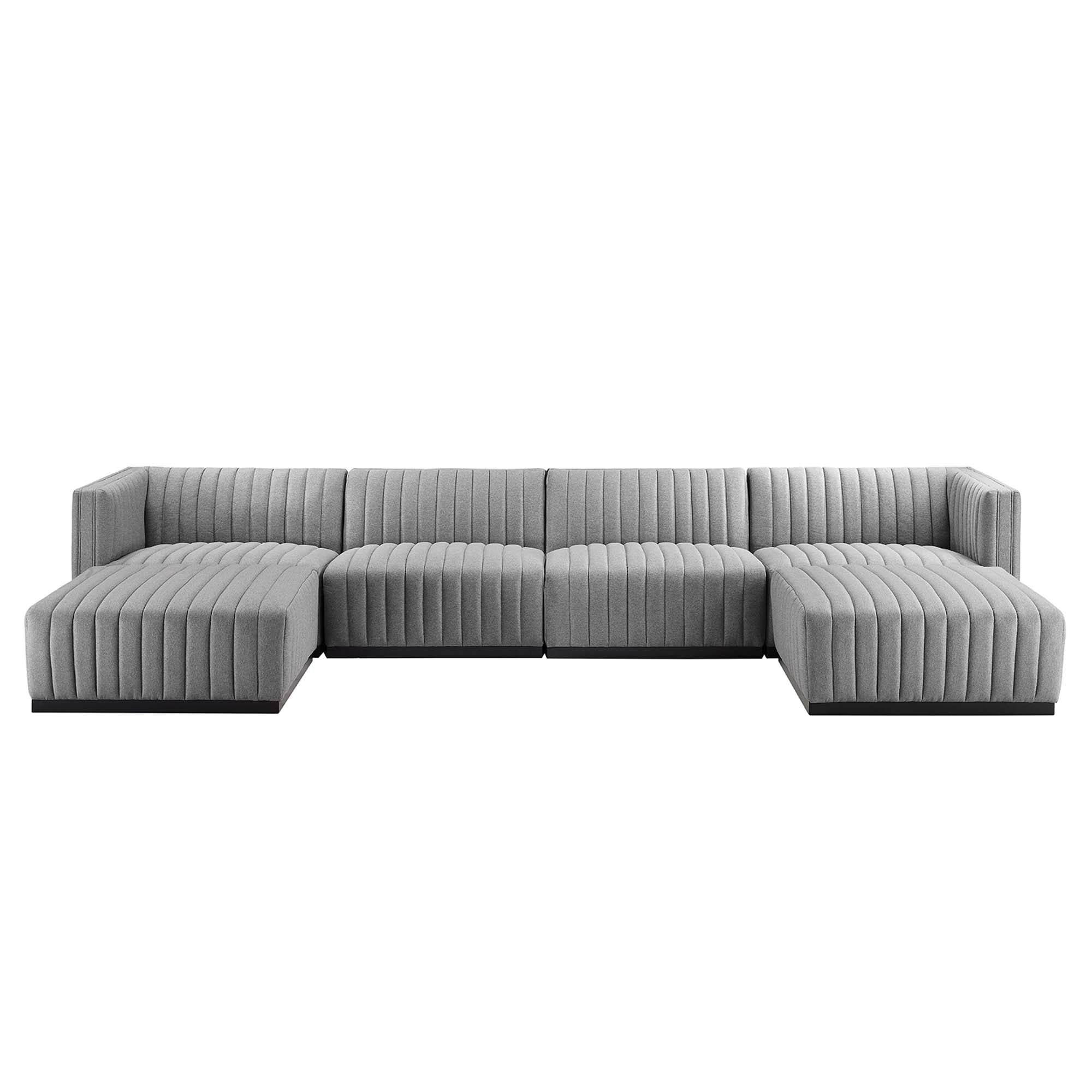 Conjure 6-Piece Channel Tufted Upholstered Fabric Sectional Sofa by Modway