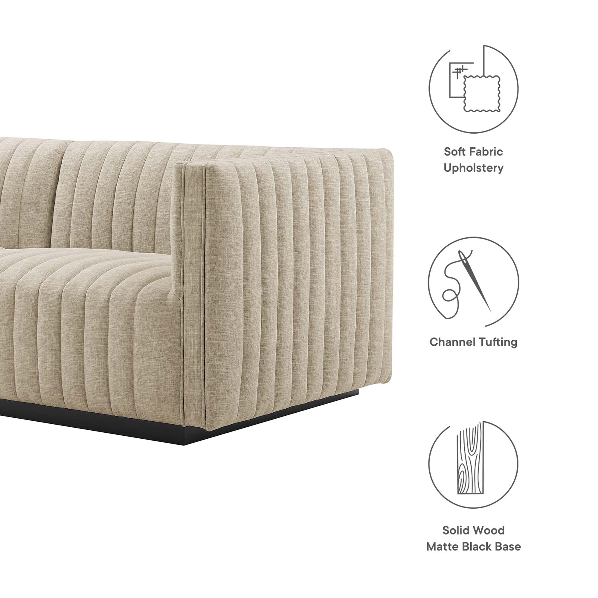 Conjure 4-Piece Channel Tufted Upholstered Fabric L-Shaped Sectional by Modway
