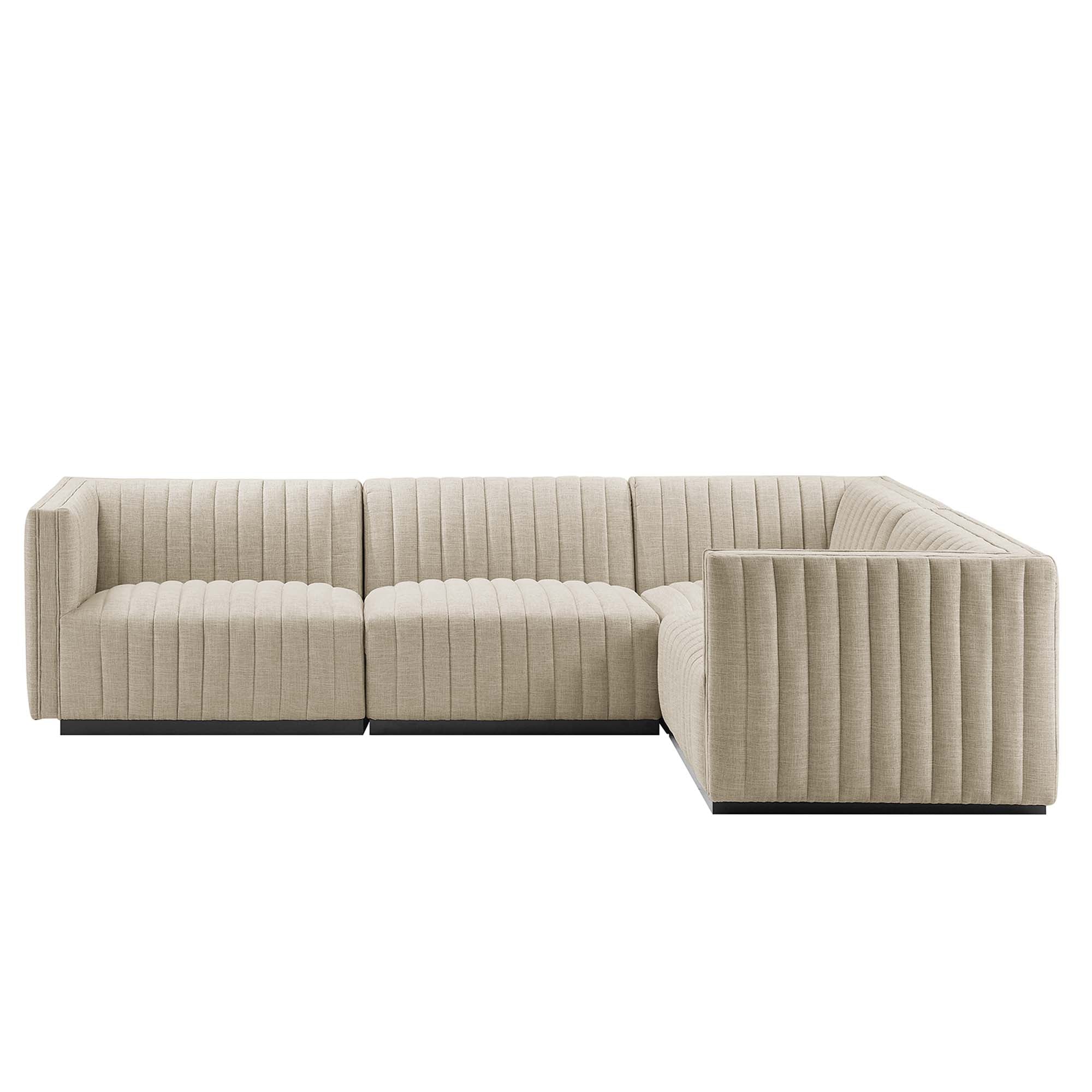 Conjure 4-Piece Channel Tufted Upholstered Fabric L-Shaped Sectional by Modway