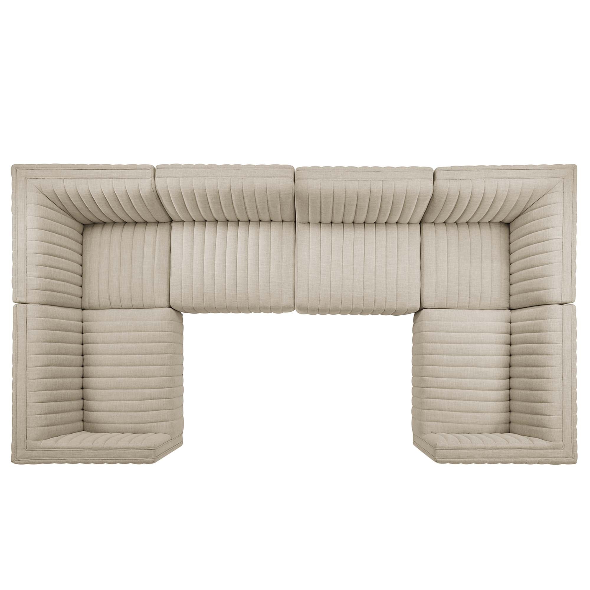 Conjure 6-Piece Channel Tufted Upholstered Fabric U-Shaped Sectional by Modway