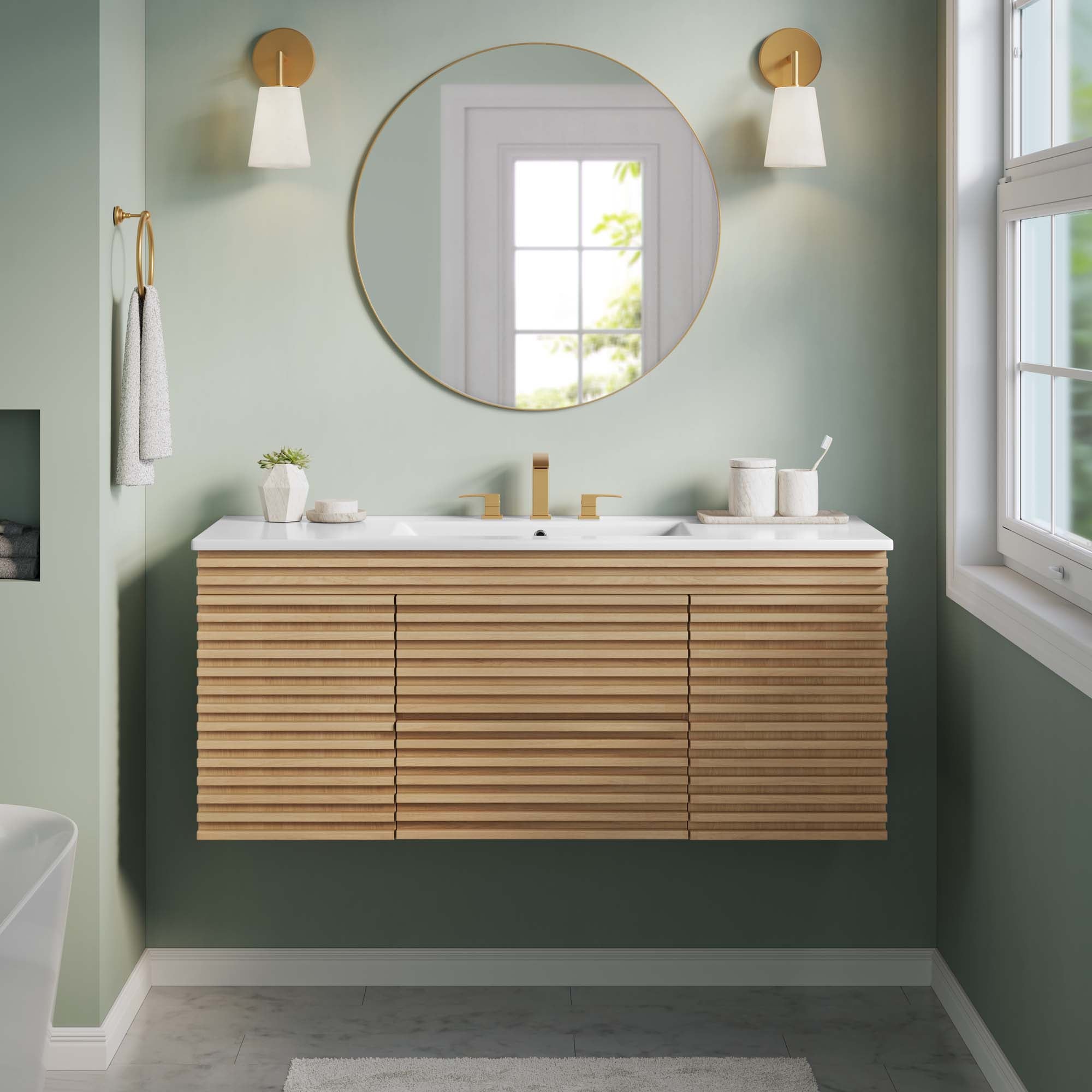 Render 48" Wall-Mount Bathroom Vanity Basin Included by Modway