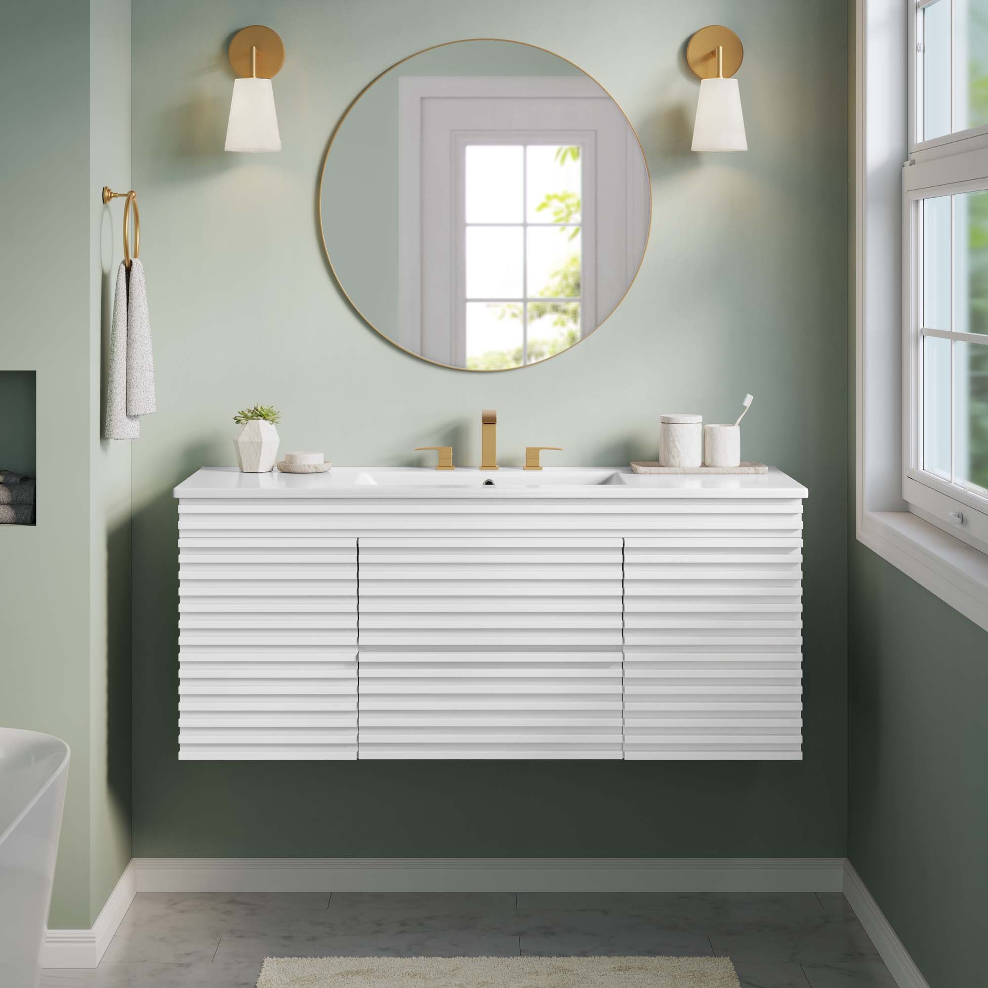 Render 48" Wall-Mount Bathroom Vanity Basin Included by Modway