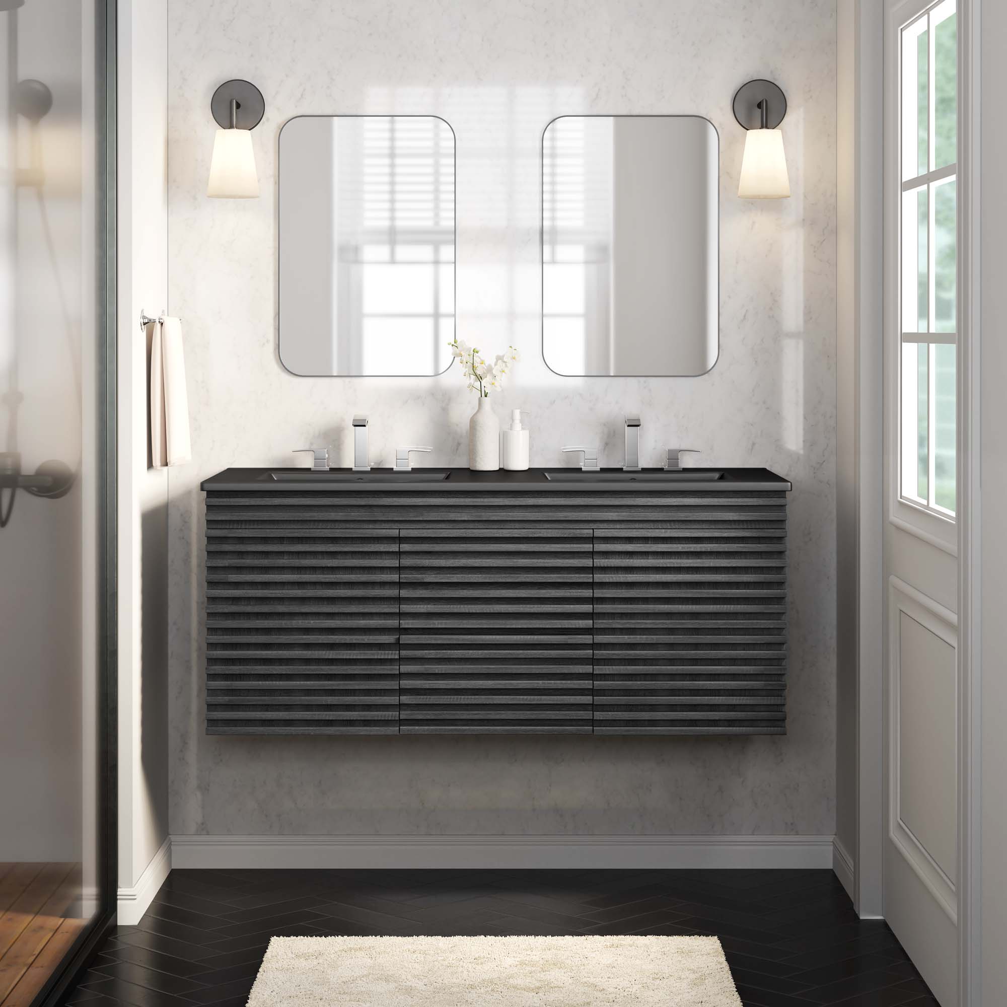 Render 48" Wall-Mount Bathroom Vanity Basin Included by Modway