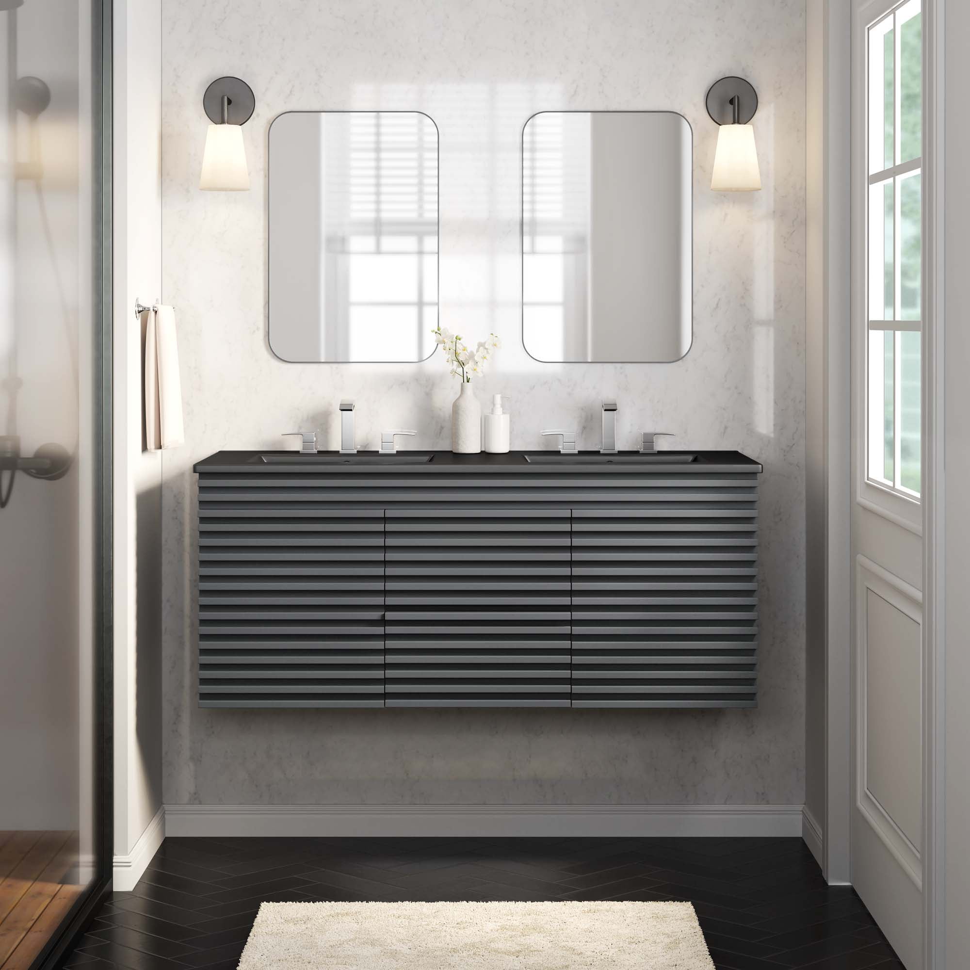 Render 48" Wall-Mount Bathroom Vanity Basin Included by Modway