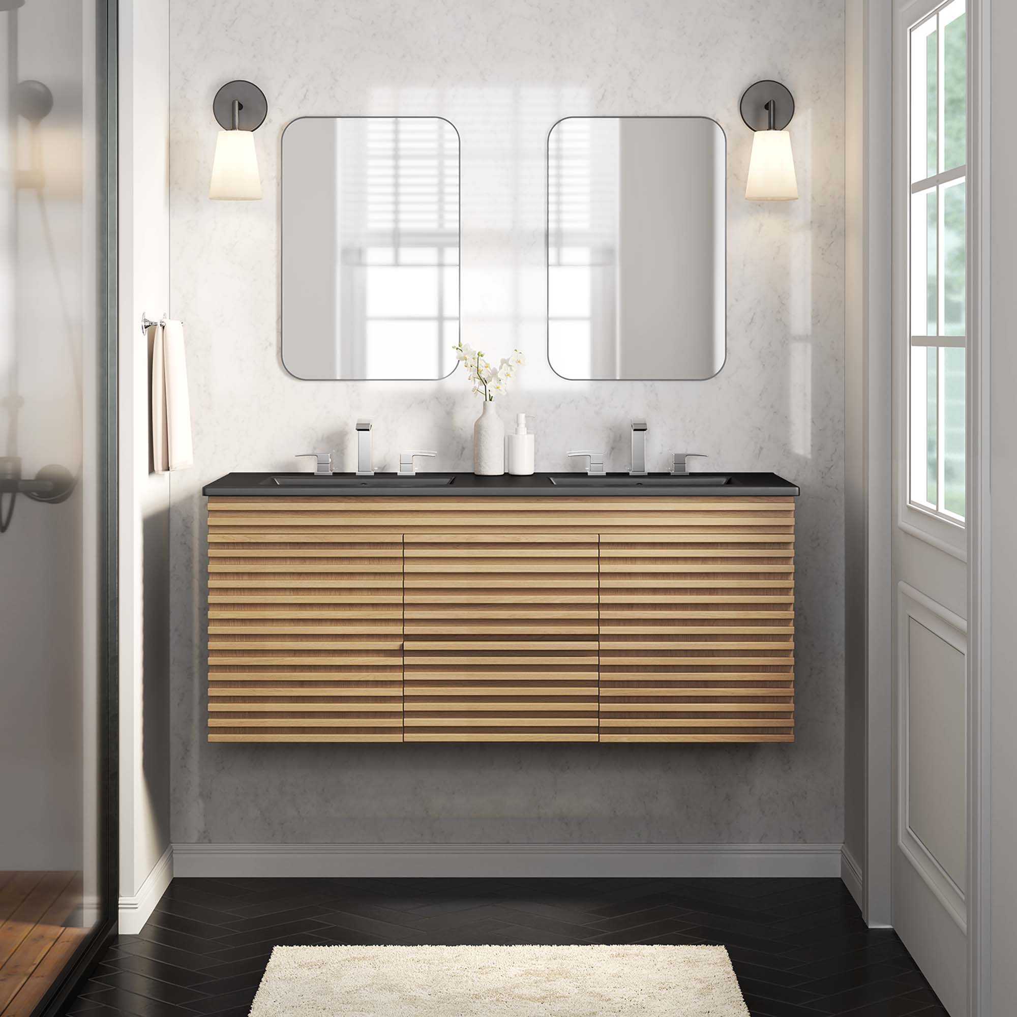 Render 48" Wall-Mount Bathroom Vanity Basin Included by Modway
