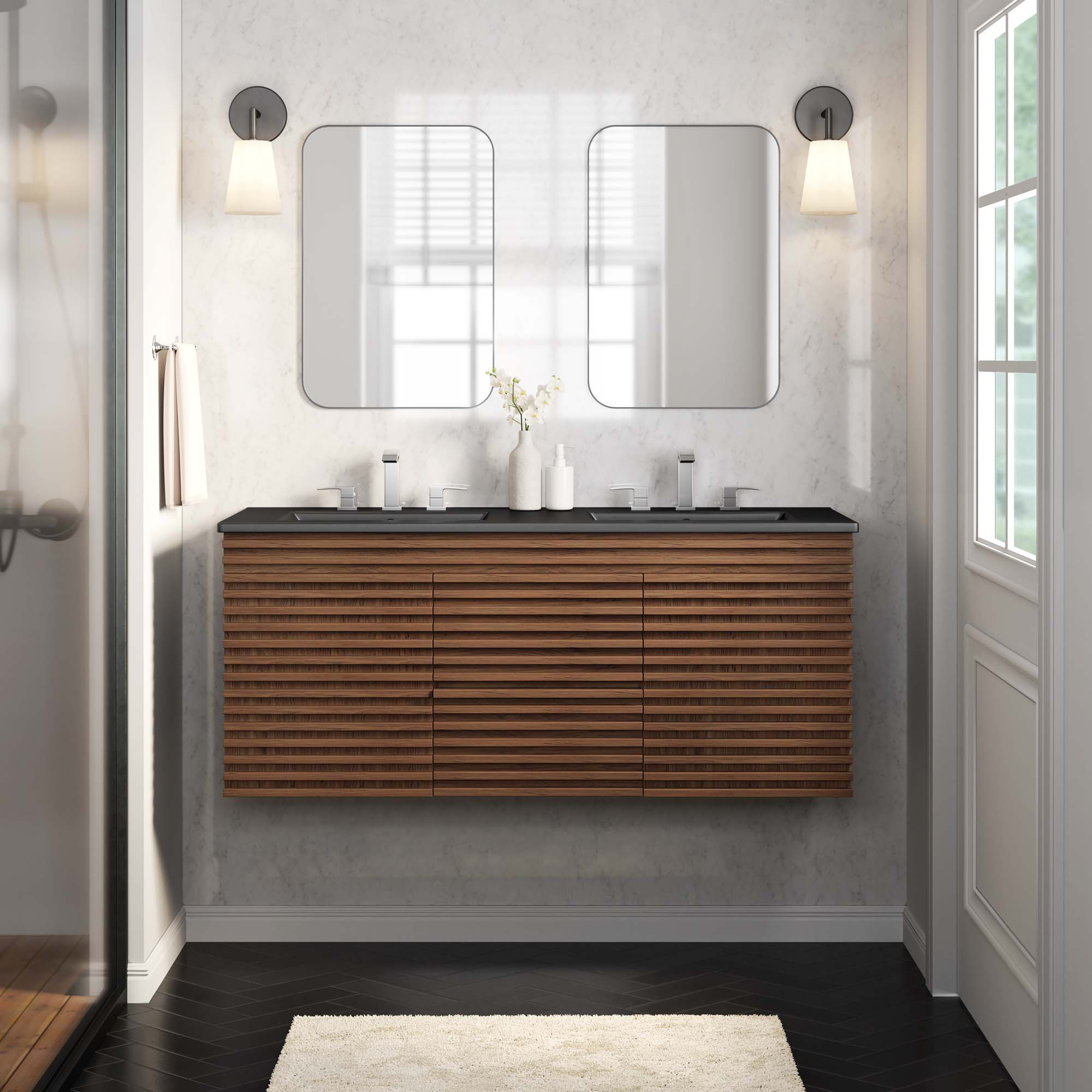 Render 48" Wall-Mount Bathroom Vanity Basin Included by Modway