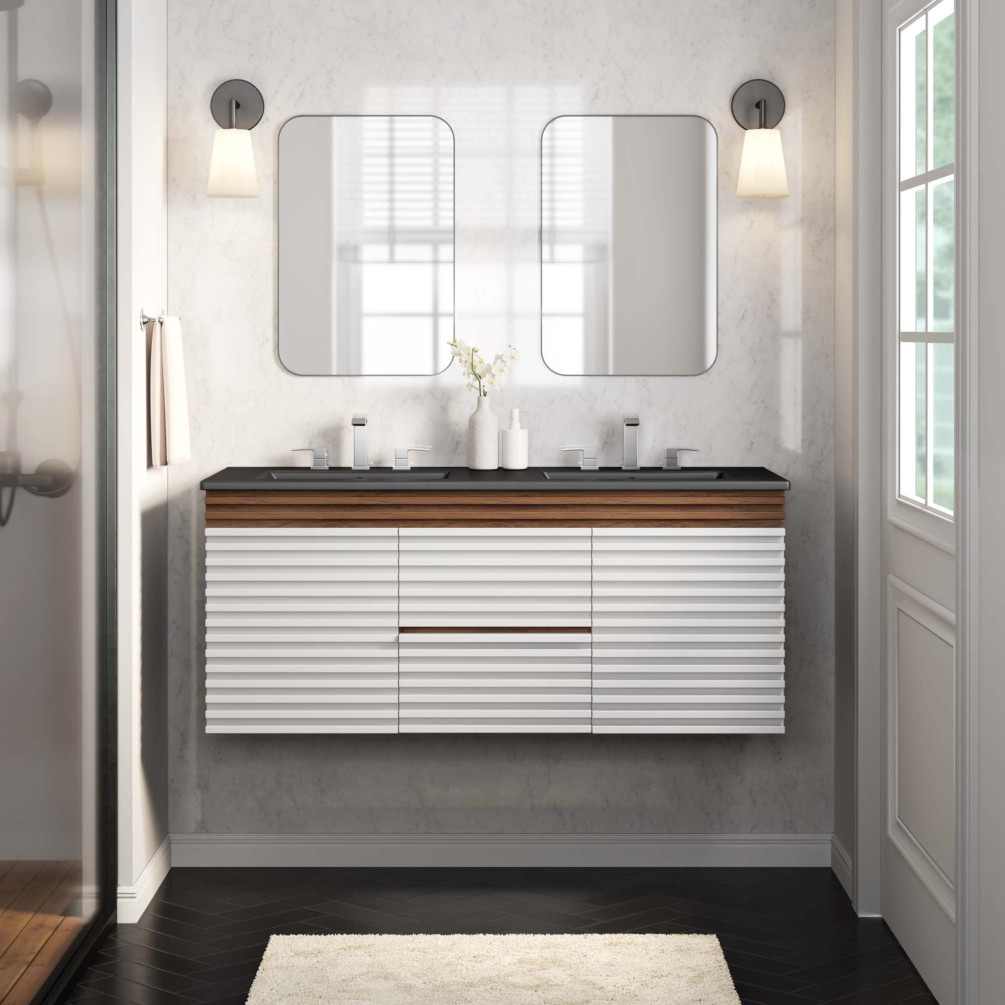Render 48" Wall-Mount Bathroom Vanity Basin Included by Modway