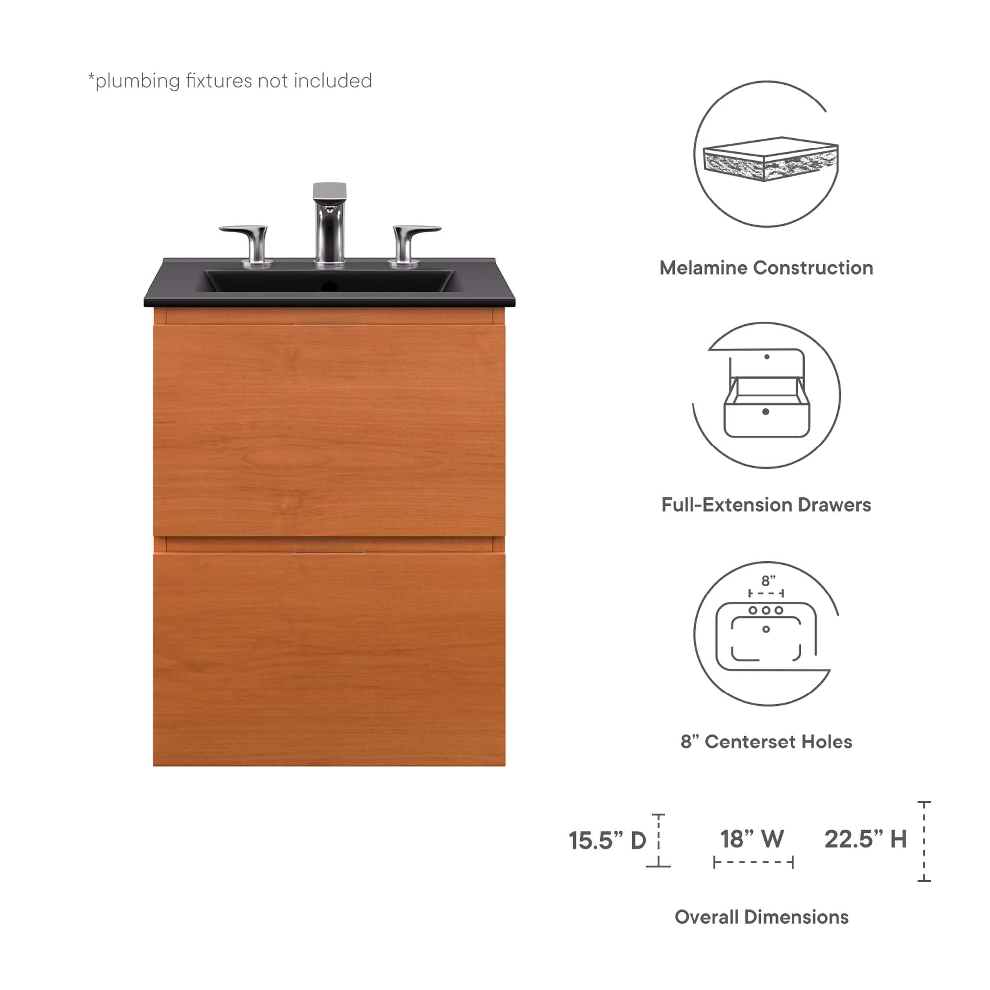 Scenic Wall-Mount Bathroom Vanity Basin Included by Modway