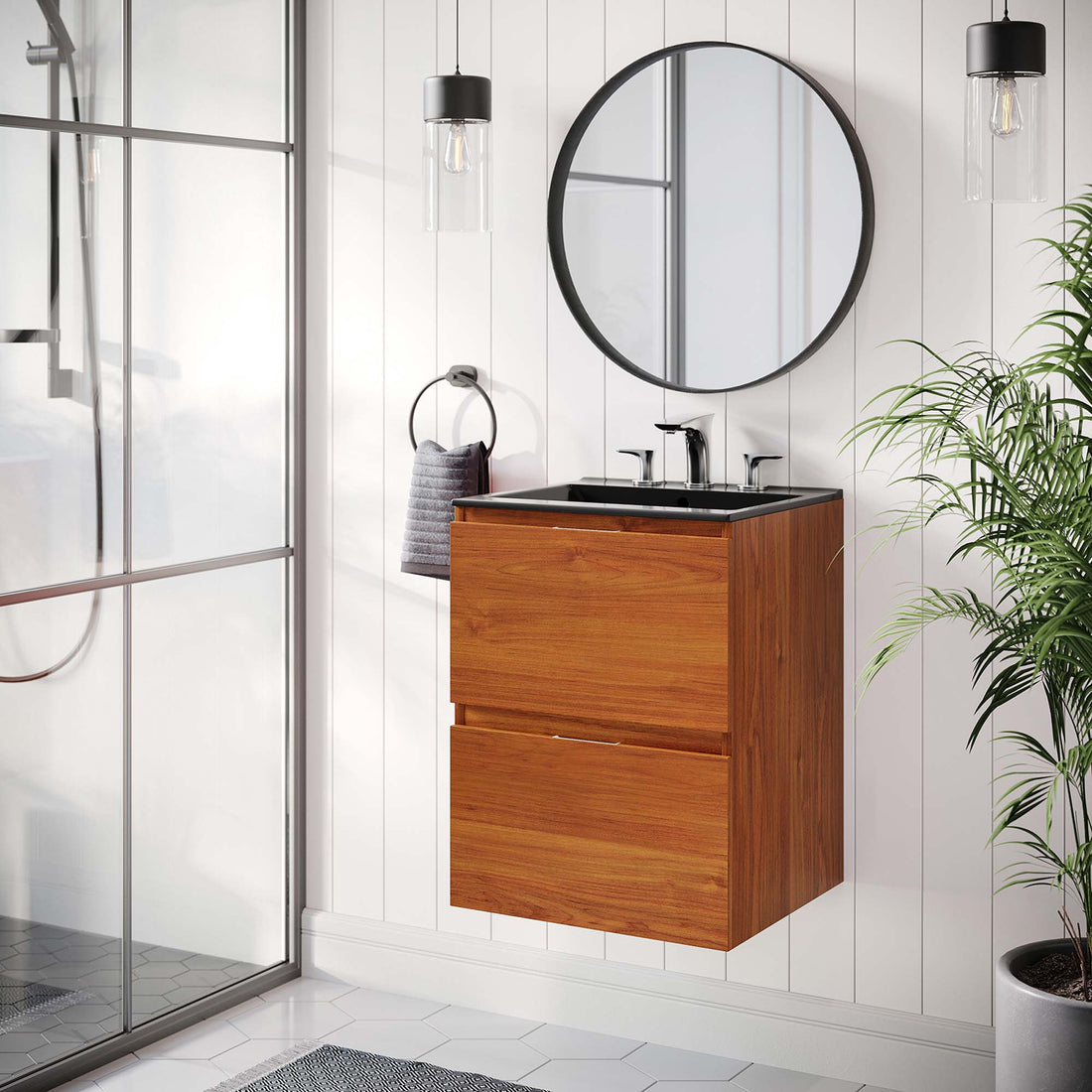Scenic Wall-Mount Bathroom Vanity Basin Included by Modway