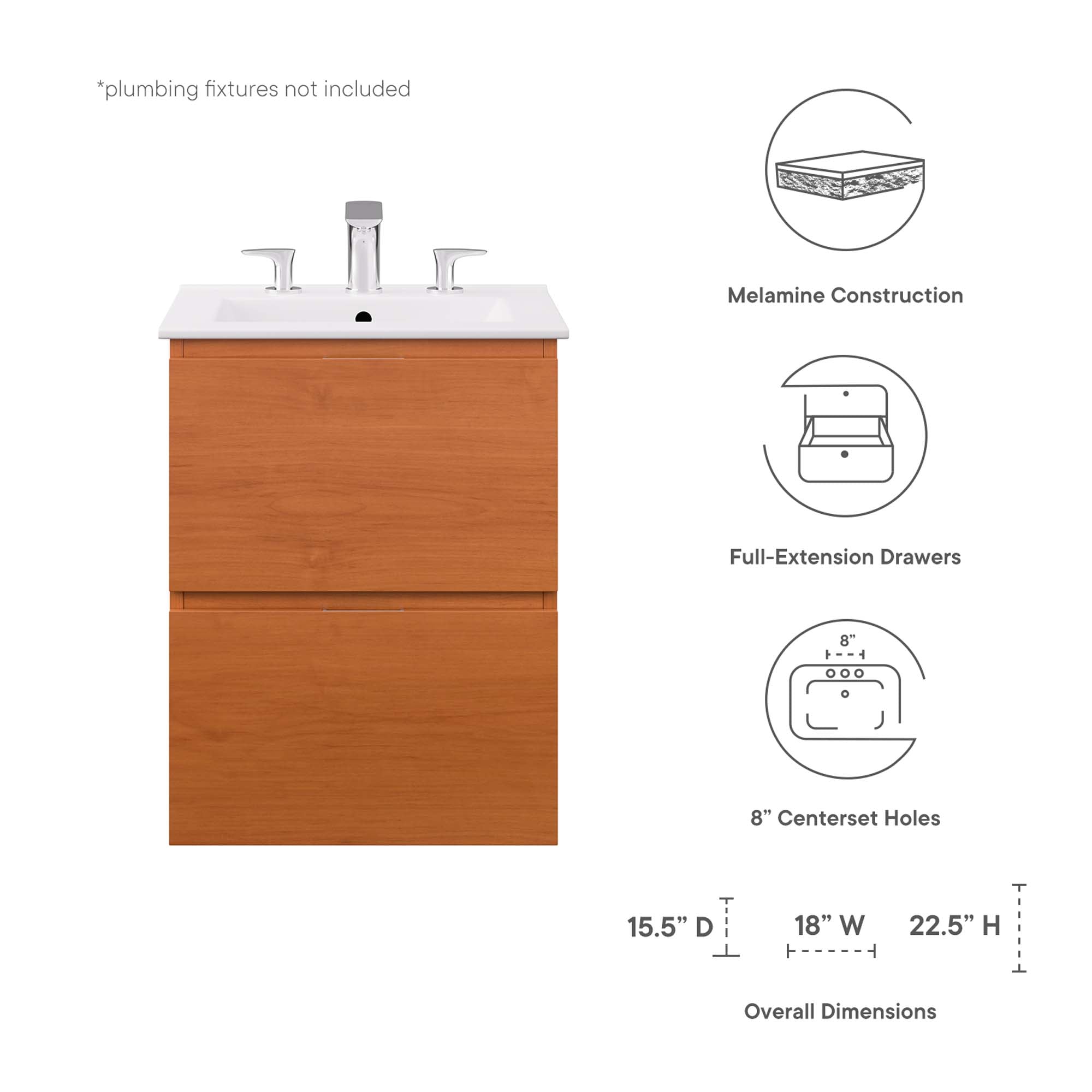 Scenic Wall-Mount Bathroom Vanity Basin Included by Modway