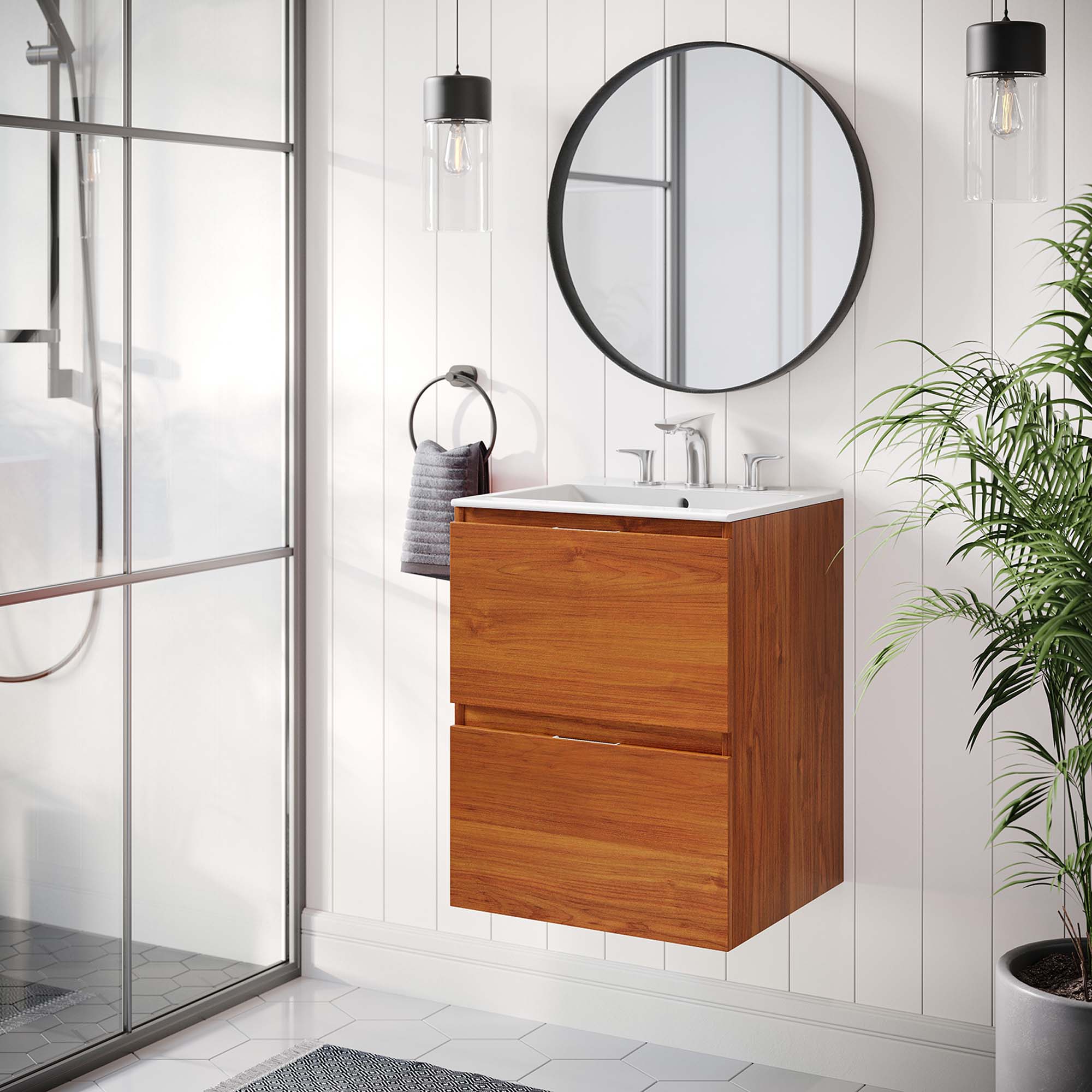 Scenic Wall-Mount Bathroom Vanity Basin Included by Modway