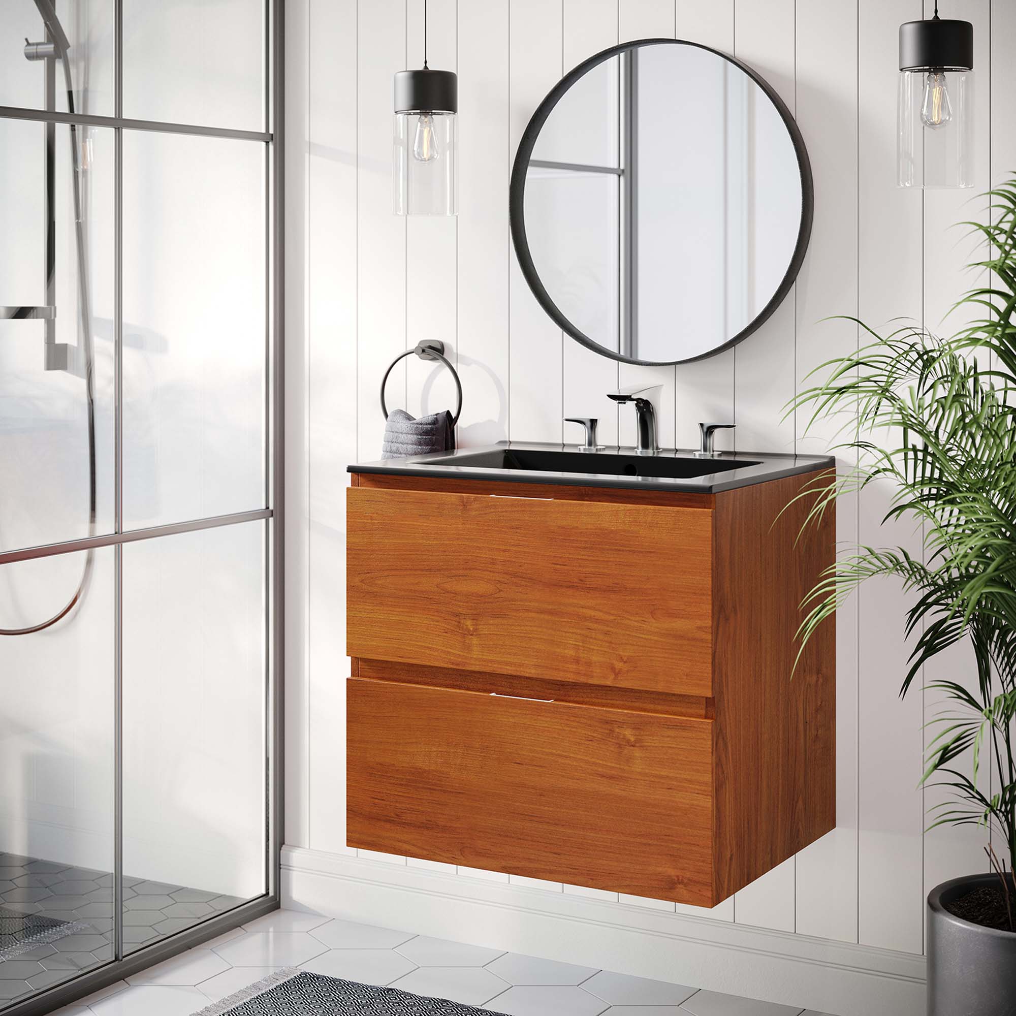 Scenic Wall-Mount Bathroom Vanity Basin Included by Modway