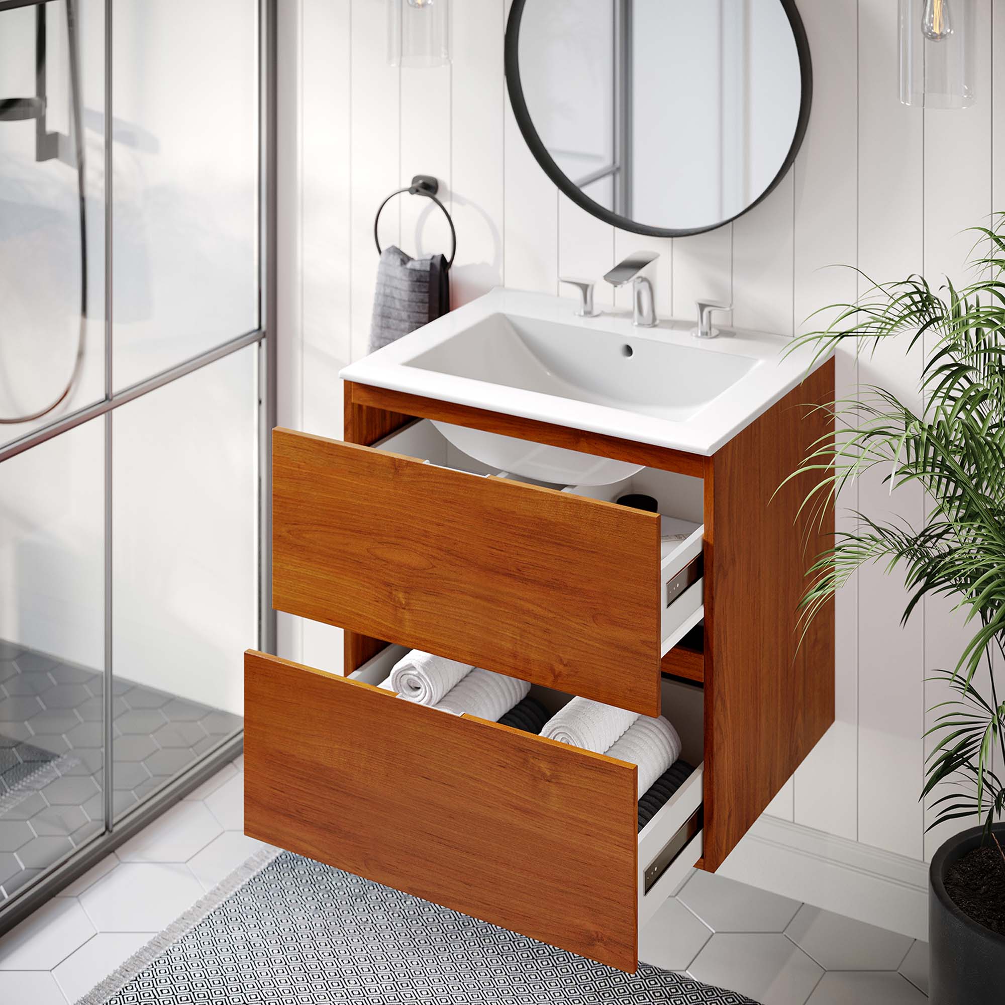 Scenic Wall-Mount Bathroom Vanity Basin Included by Modway