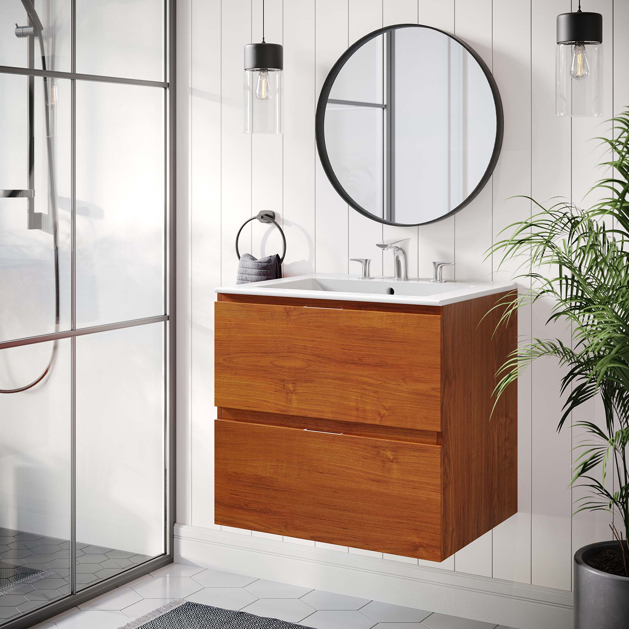 Scenic Wall-Mount Bathroom Vanity Basin Included by Modway