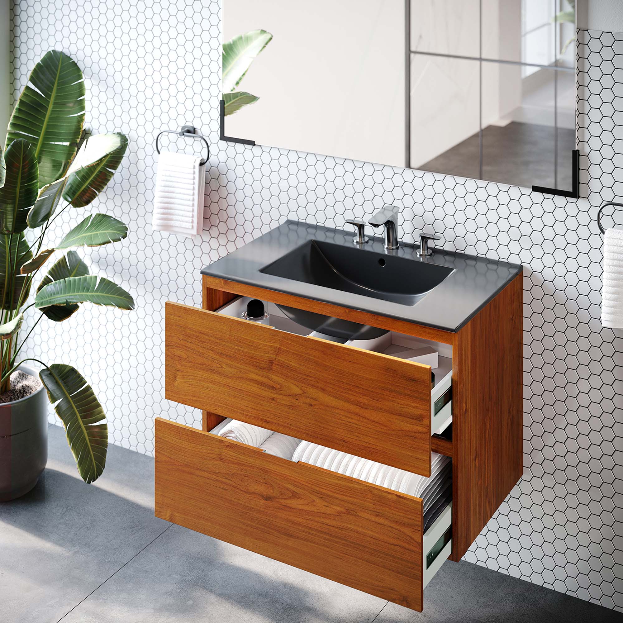 Scenic Wall-Mount Bathroom Vanity Basin Included by Modway