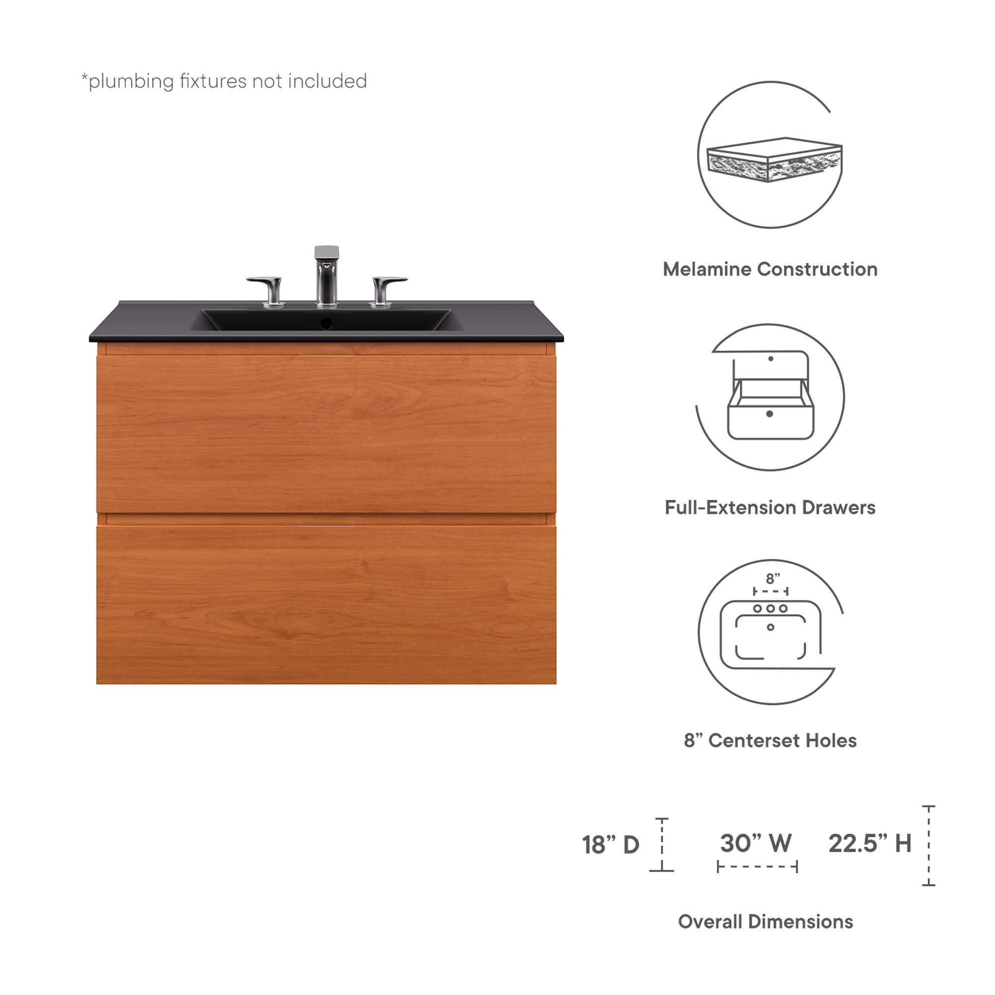 Scenic Wall-Mount Bathroom Vanity Basin Included by Modway
