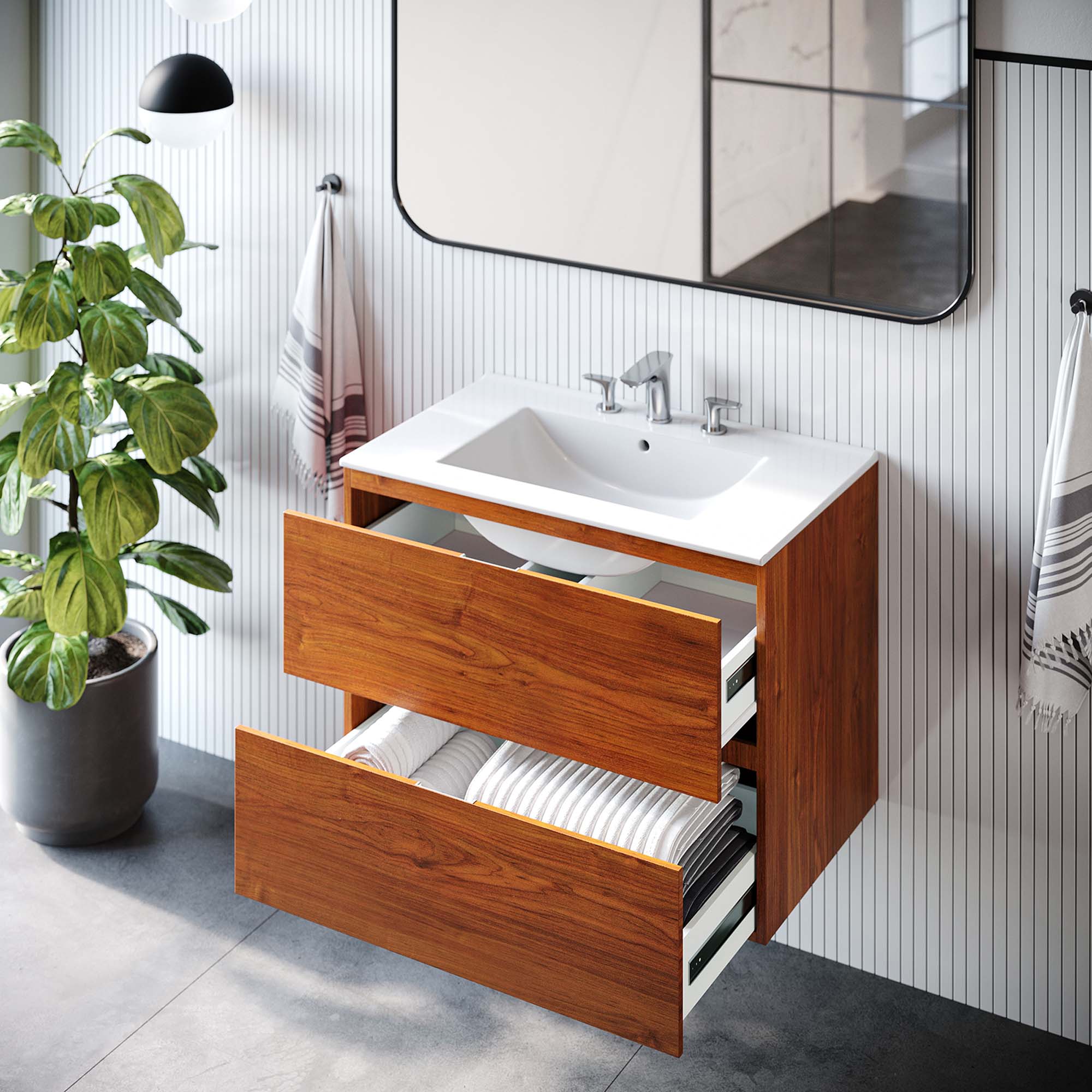Scenic Wall-Mount Bathroom Vanity Basin Included by Modway