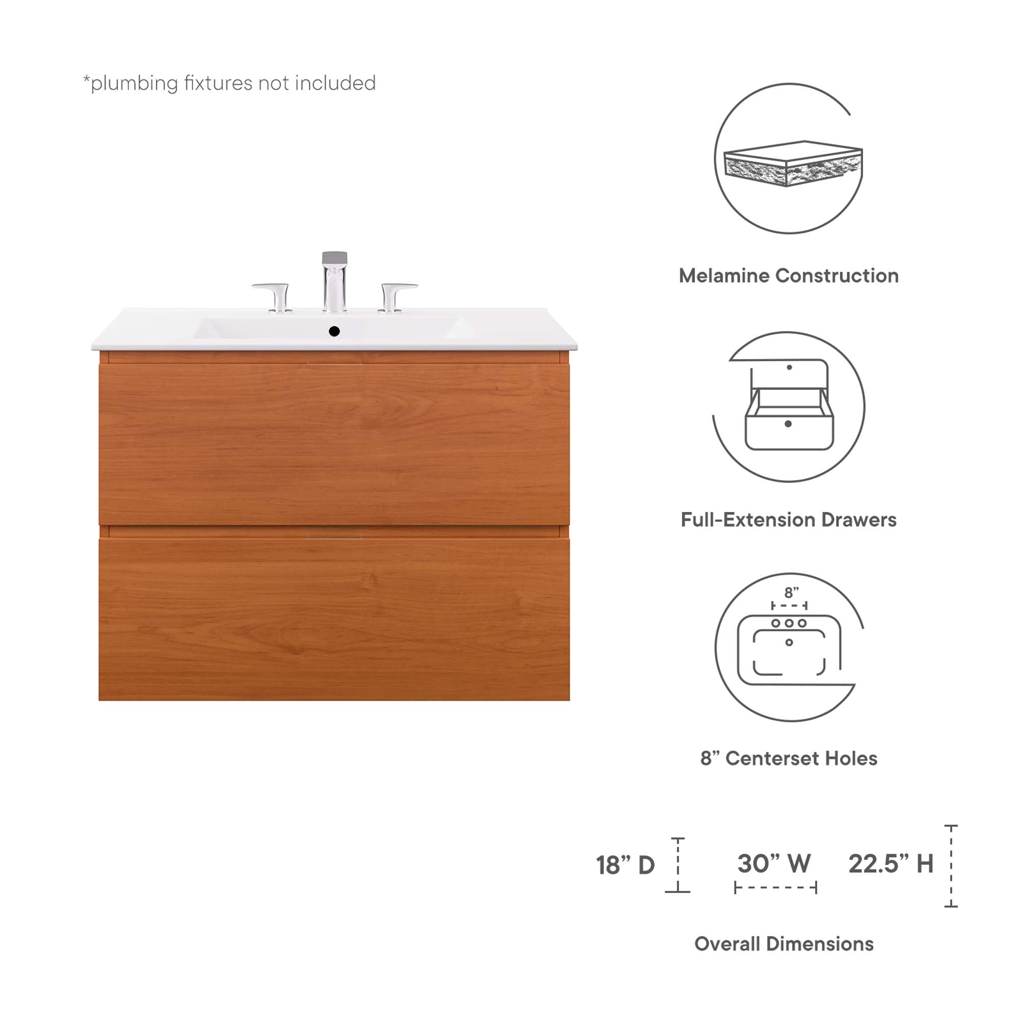Scenic Wall-Mount Bathroom Vanity Basin Included by Modway
