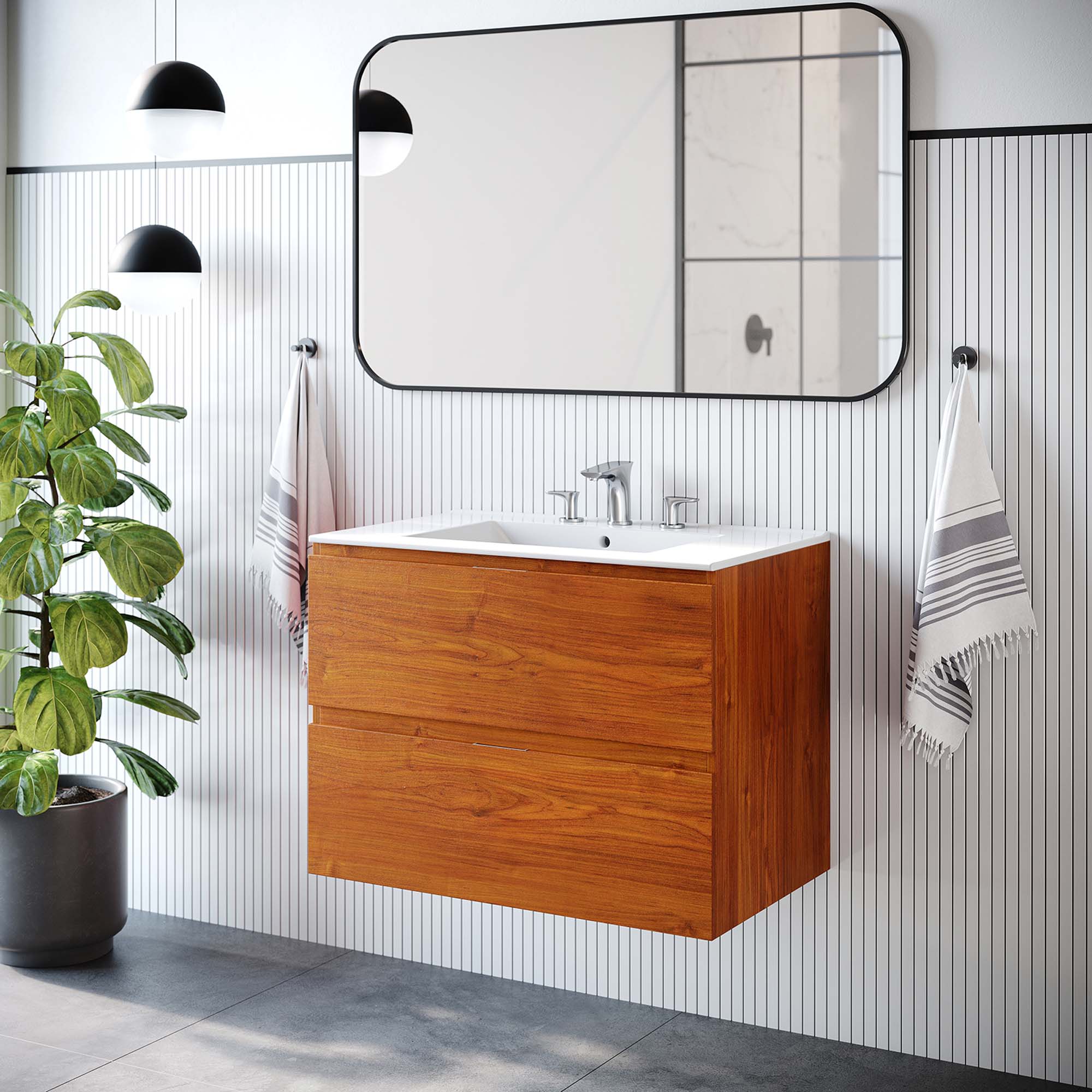 Scenic Wall-Mount Bathroom Vanity Basin Included by Modway