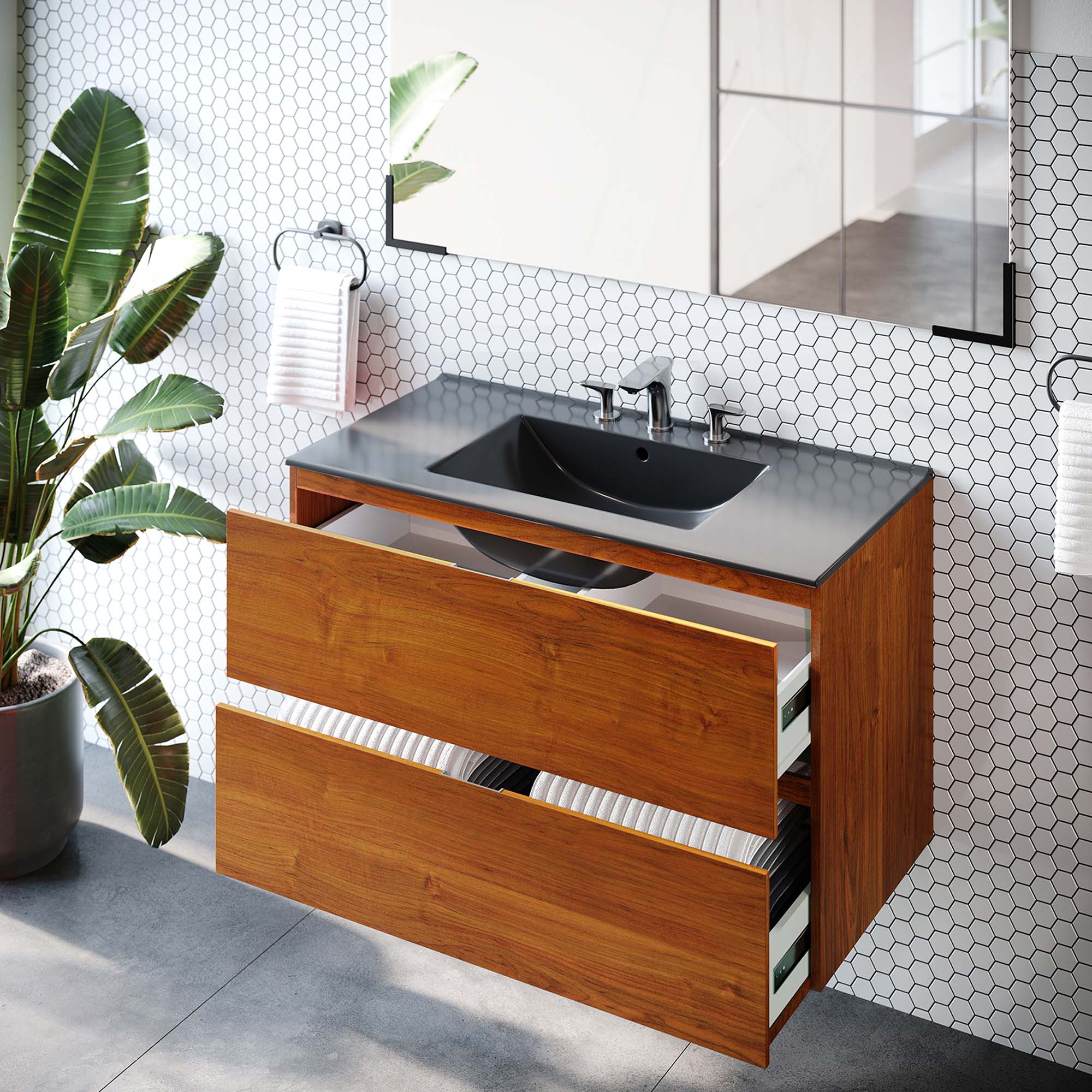 Scenic Wall-Mount Bathroom Vanity Basin Included by Modway