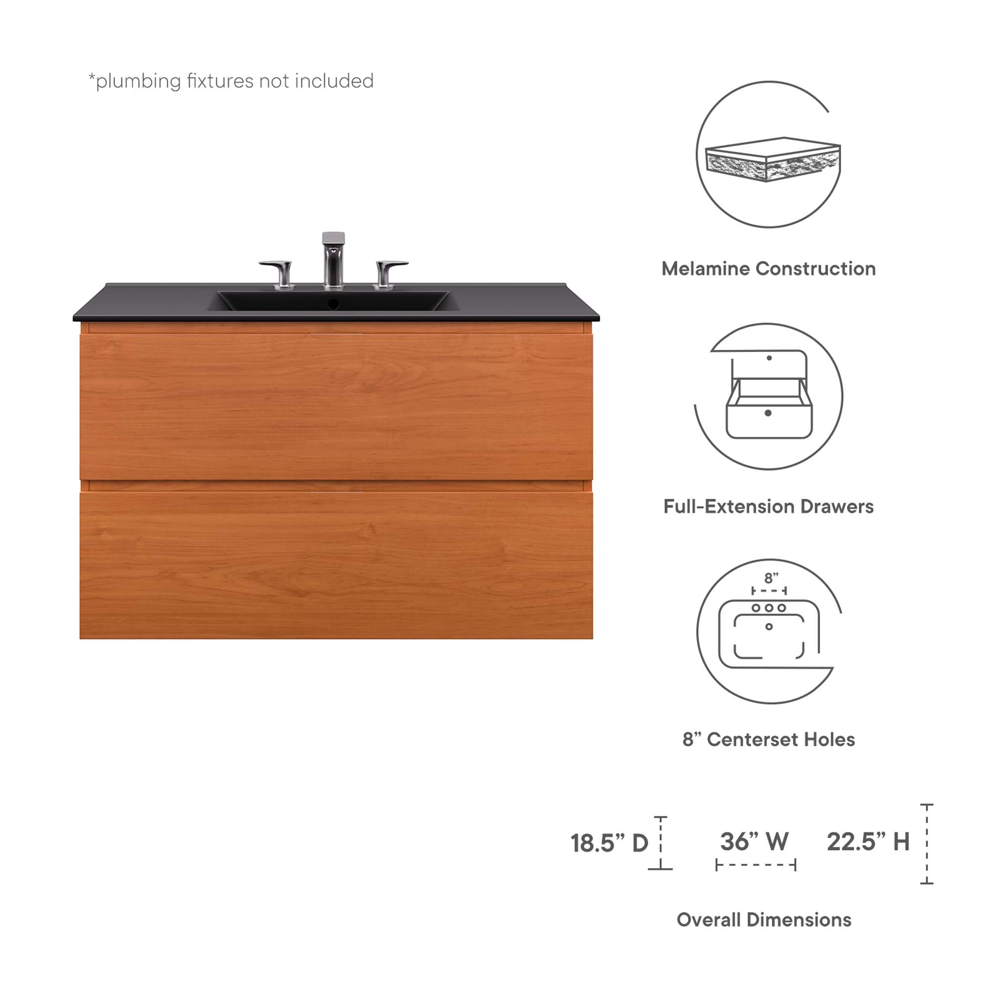 Scenic Wall-Mount Bathroom Vanity Basin Included by Modway