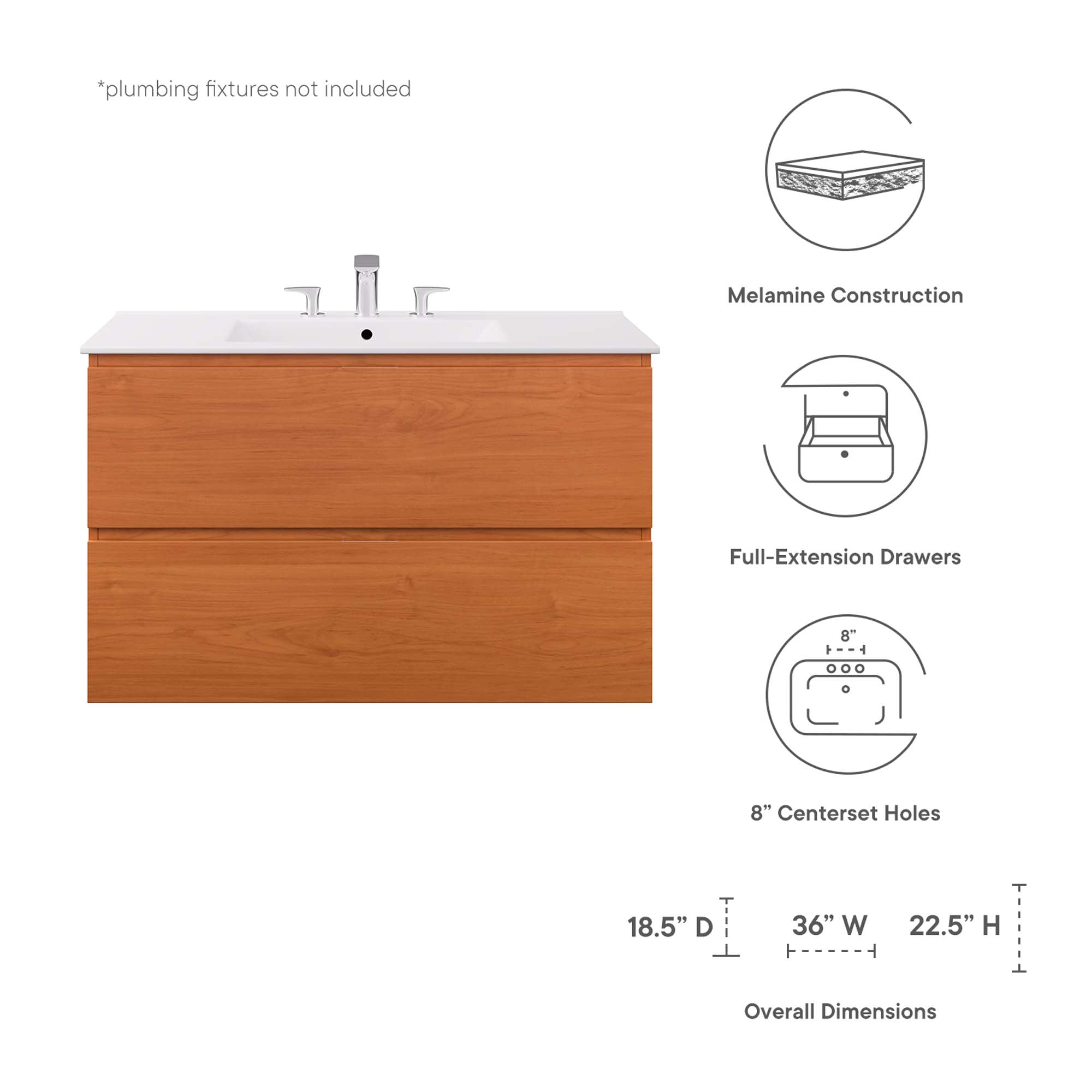 Scenic Wall-Mount Bathroom Vanity Basin Included by Modway