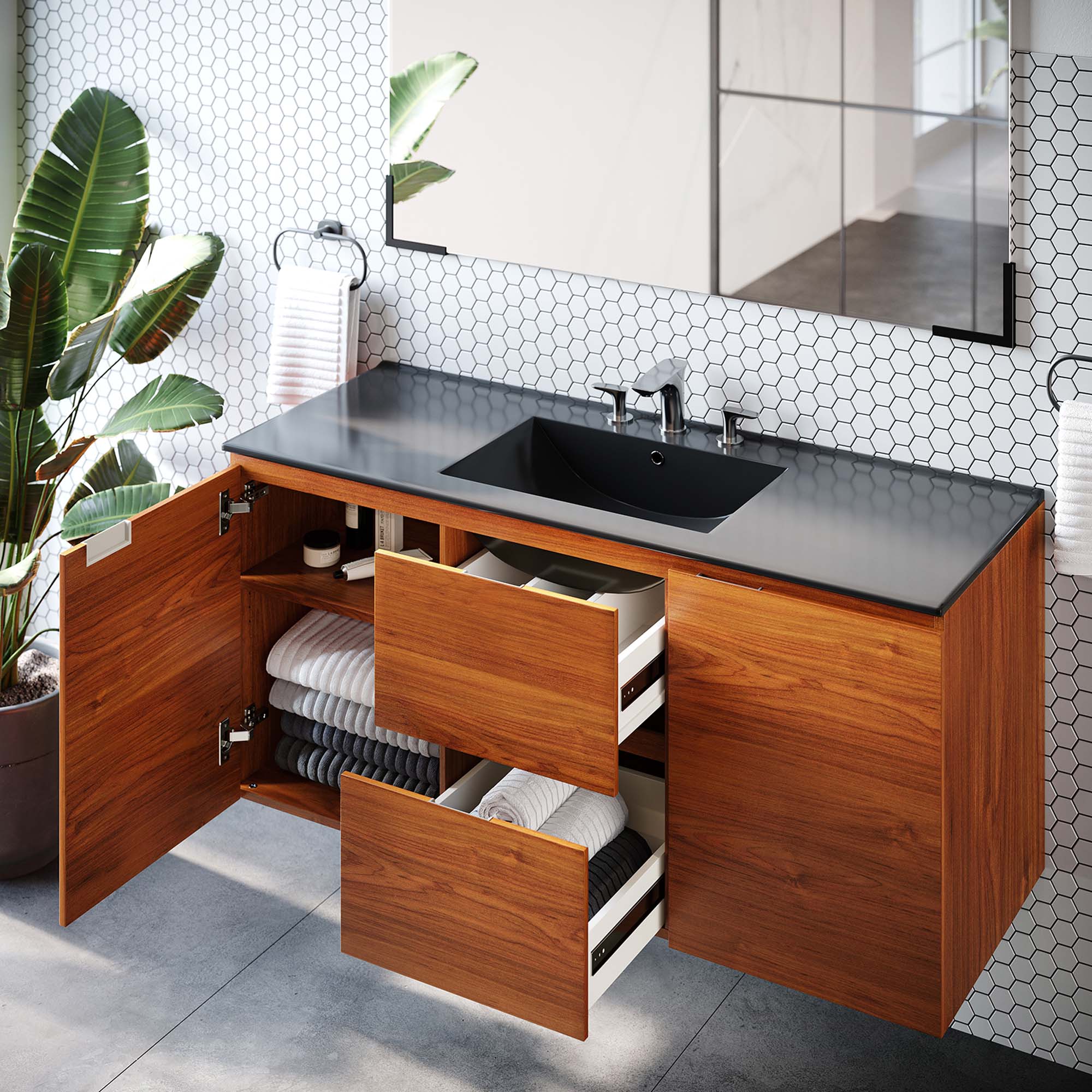 Scenic Wall-Mount Bathroom Vanity Basin Included by Modway