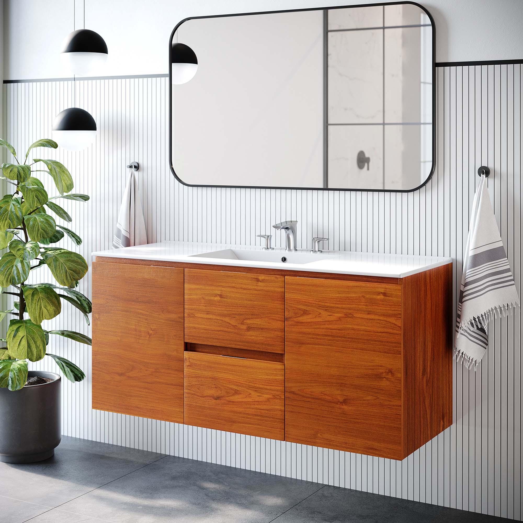 Scenic Wall-Mount Bathroom Vanity Basin Included by Modway
