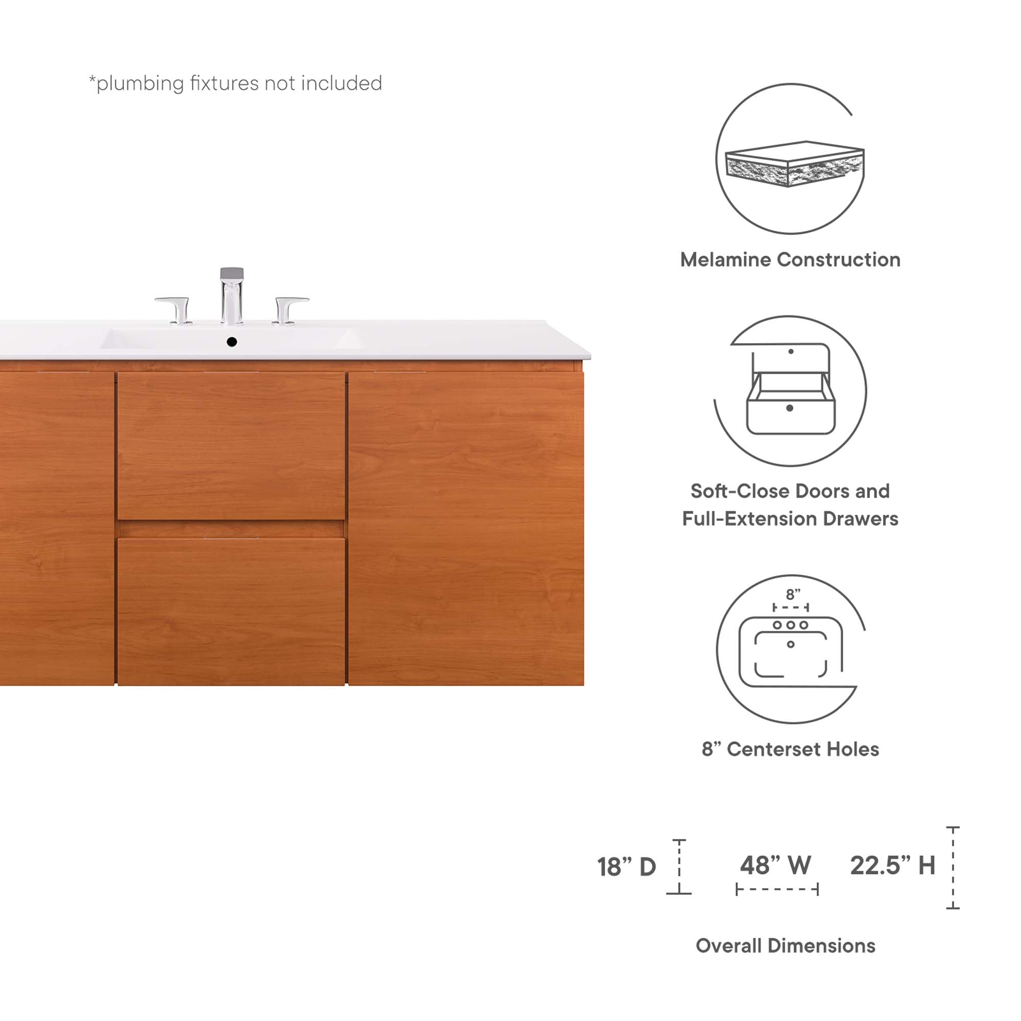 Scenic Wall-Mount Bathroom Vanity Basin Included by Modway