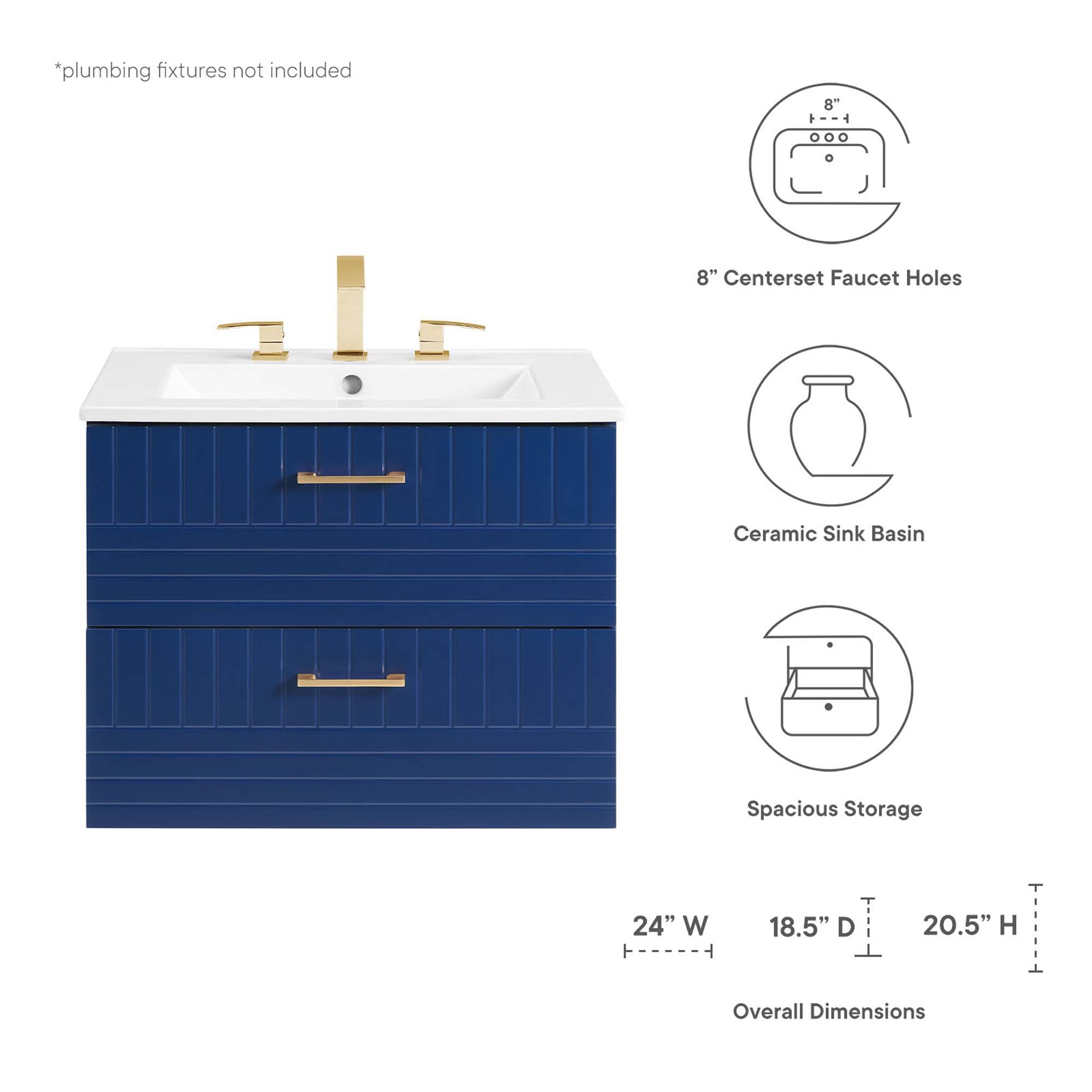 Daybreak Wall-Mount Bathroom Vanity Basin Included by Modway