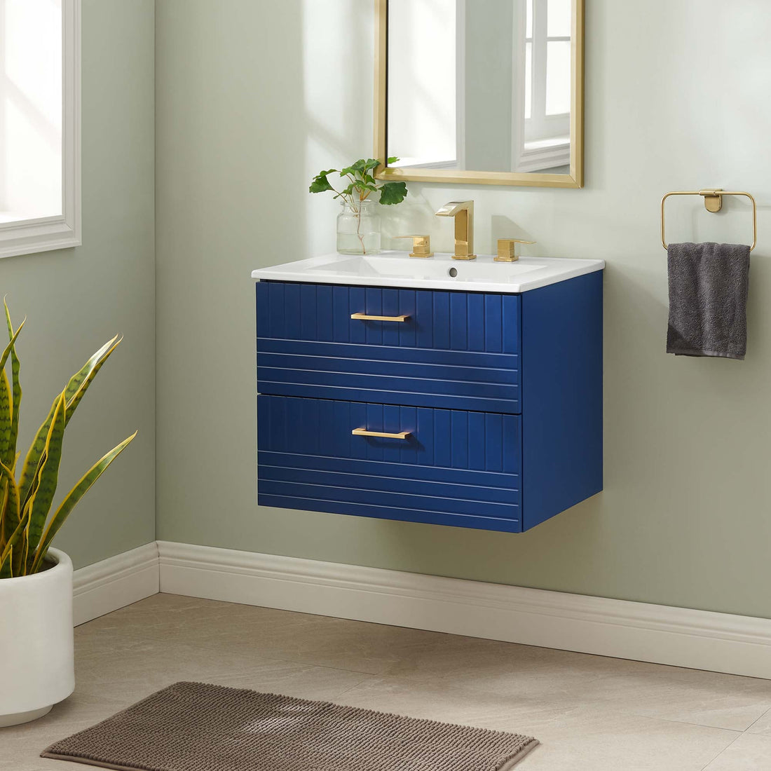 Daybreak Wall-Mount Bathroom Vanity Basin Included by Modway