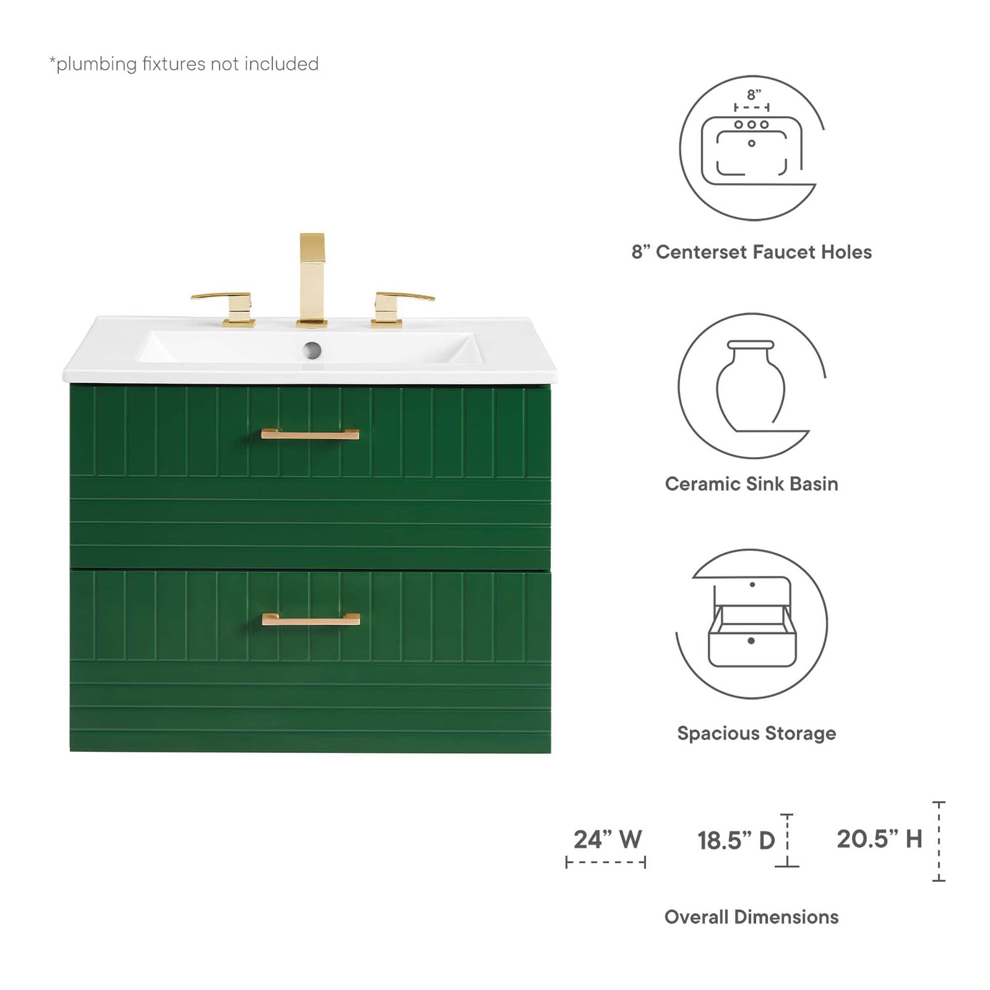 Daybreak Wall-Mount Bathroom Vanity Basin Included by Modway