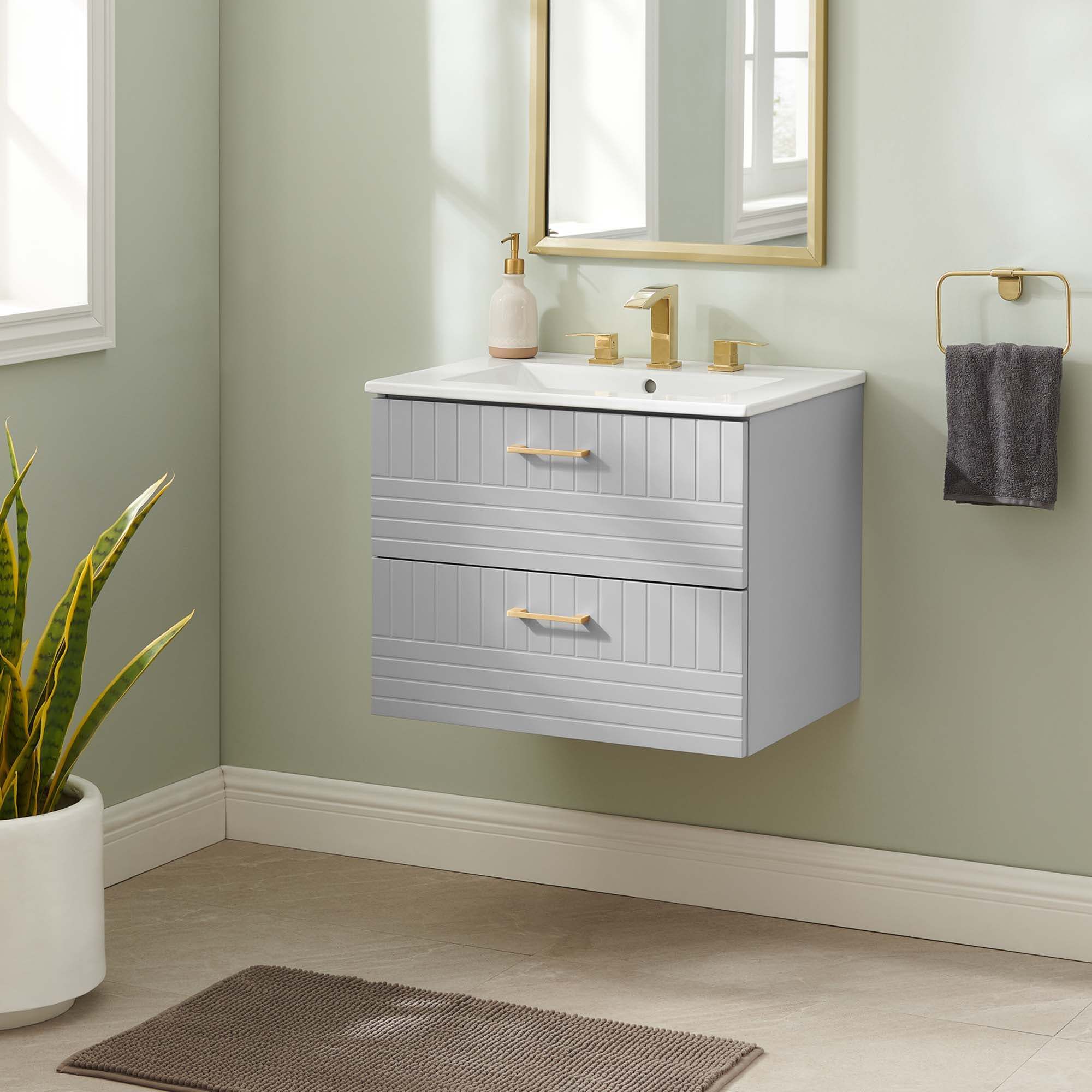 Daybreak Wall-Mount Bathroom Vanity Basin Included by Modway