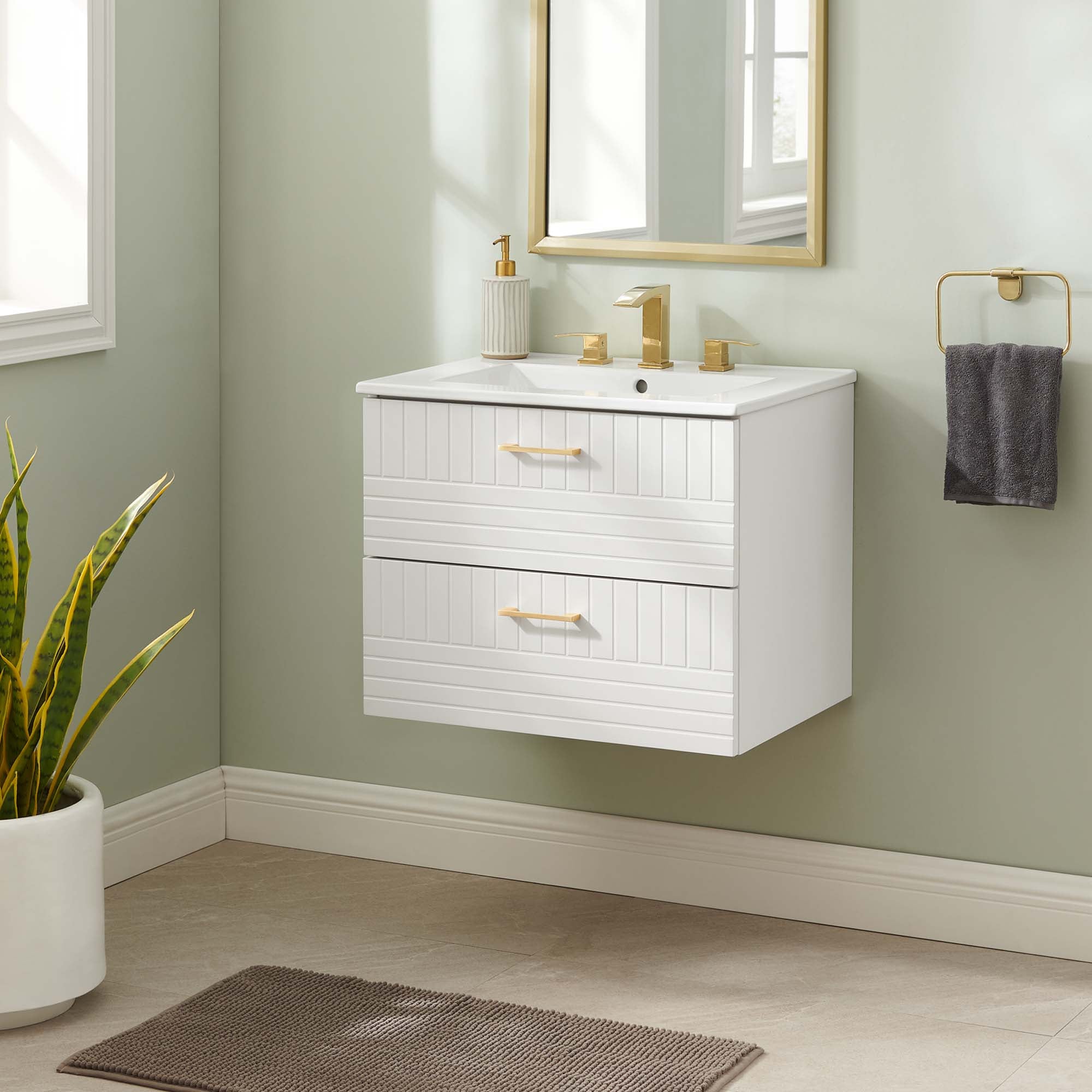 Daybreak Wall-Mount Bathroom Vanity Basin Included by Modway