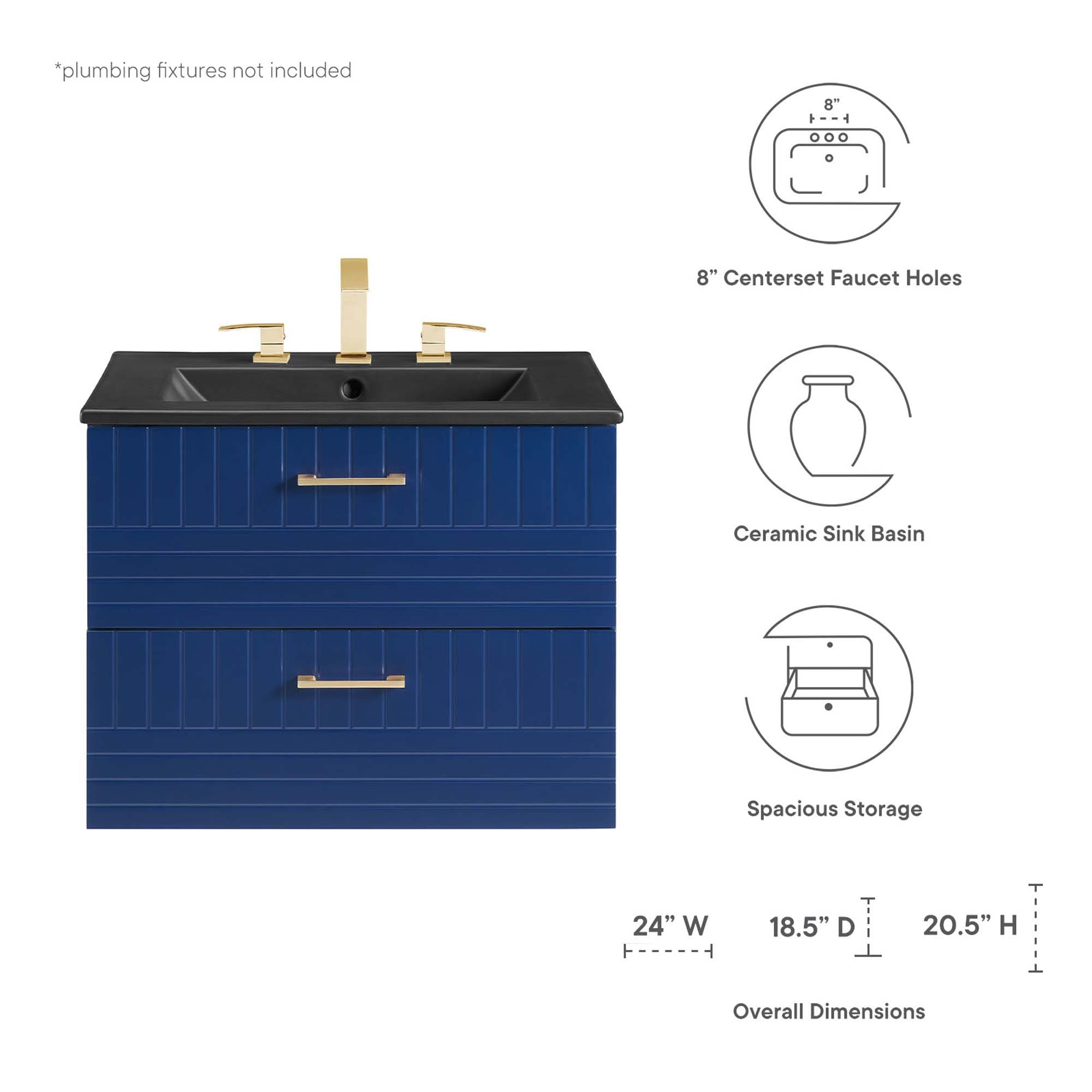 Daybreak Wall-Mount Bathroom Vanity Basin Included by Modway