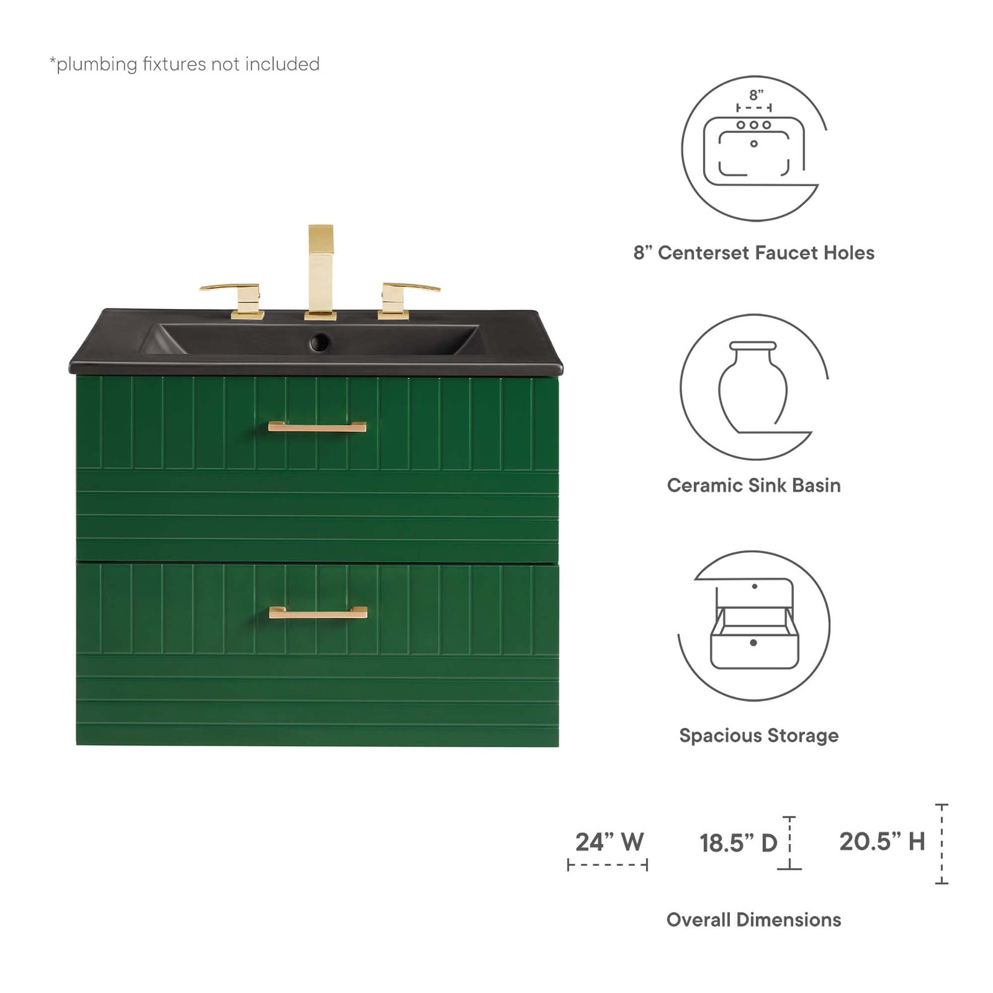 Daybreak Wall-Mount Bathroom Vanity Basin Included by Modway