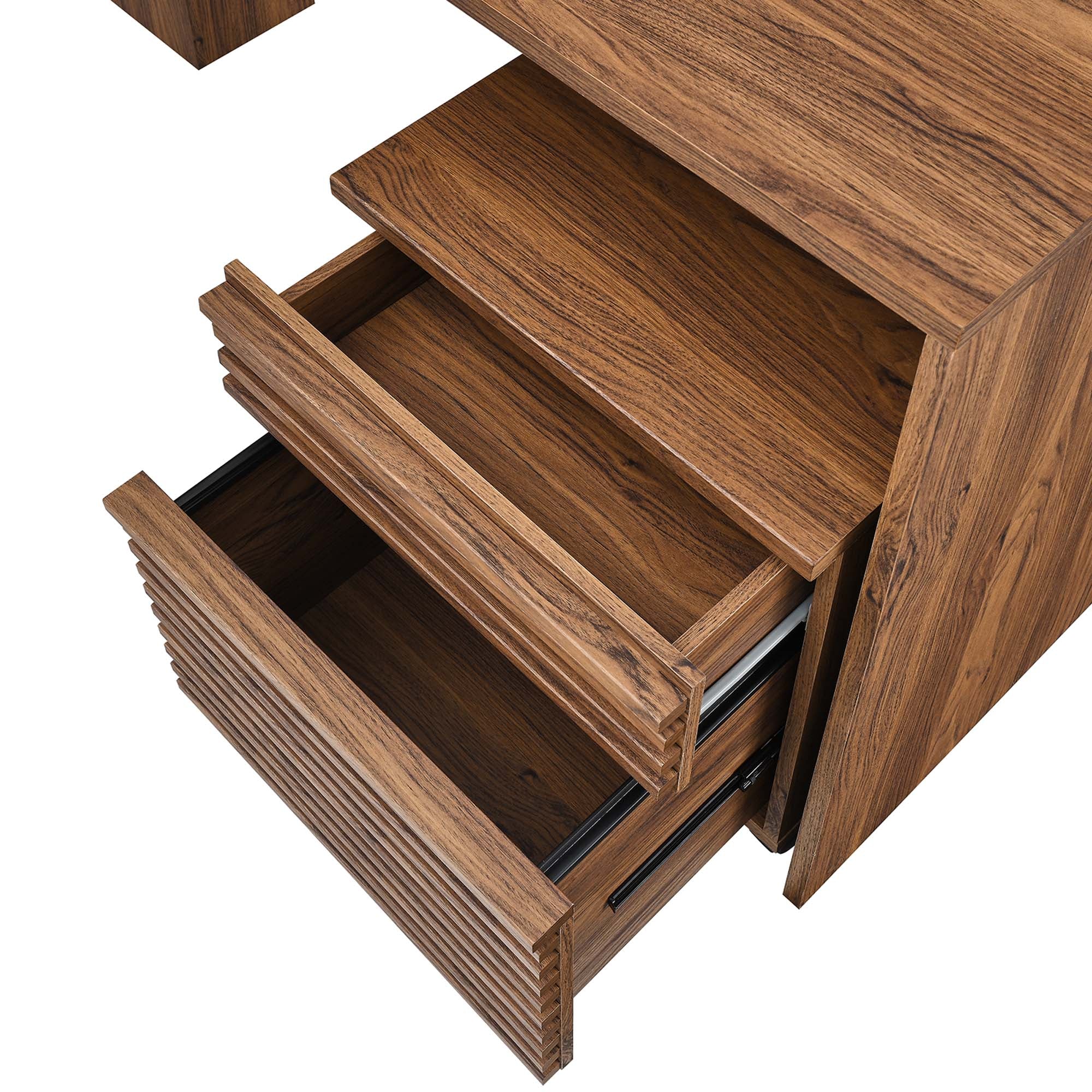 Render Wood Desk and File Cabinet Set by Modway
