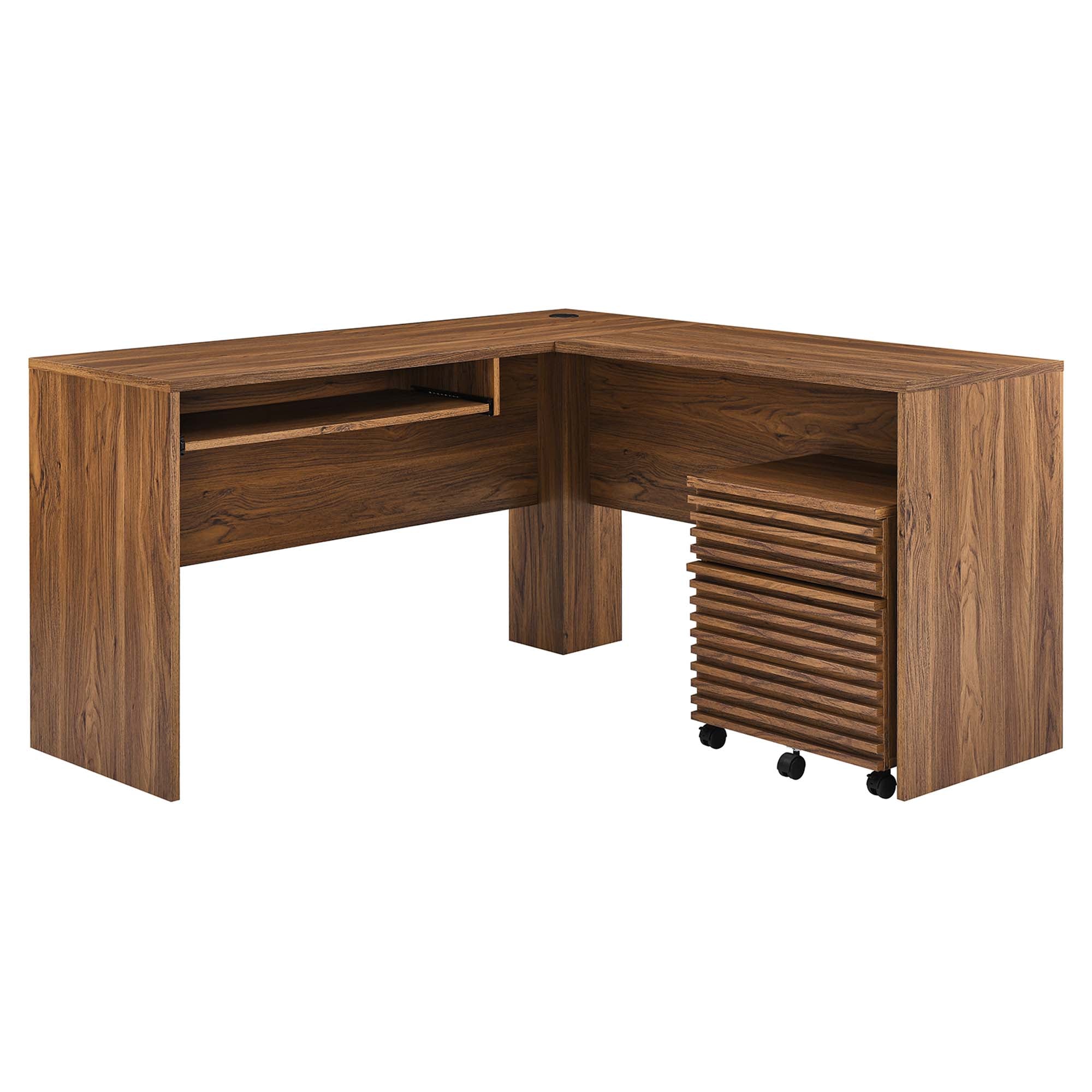 Render Wood Desk and File Cabinet Set by Modway