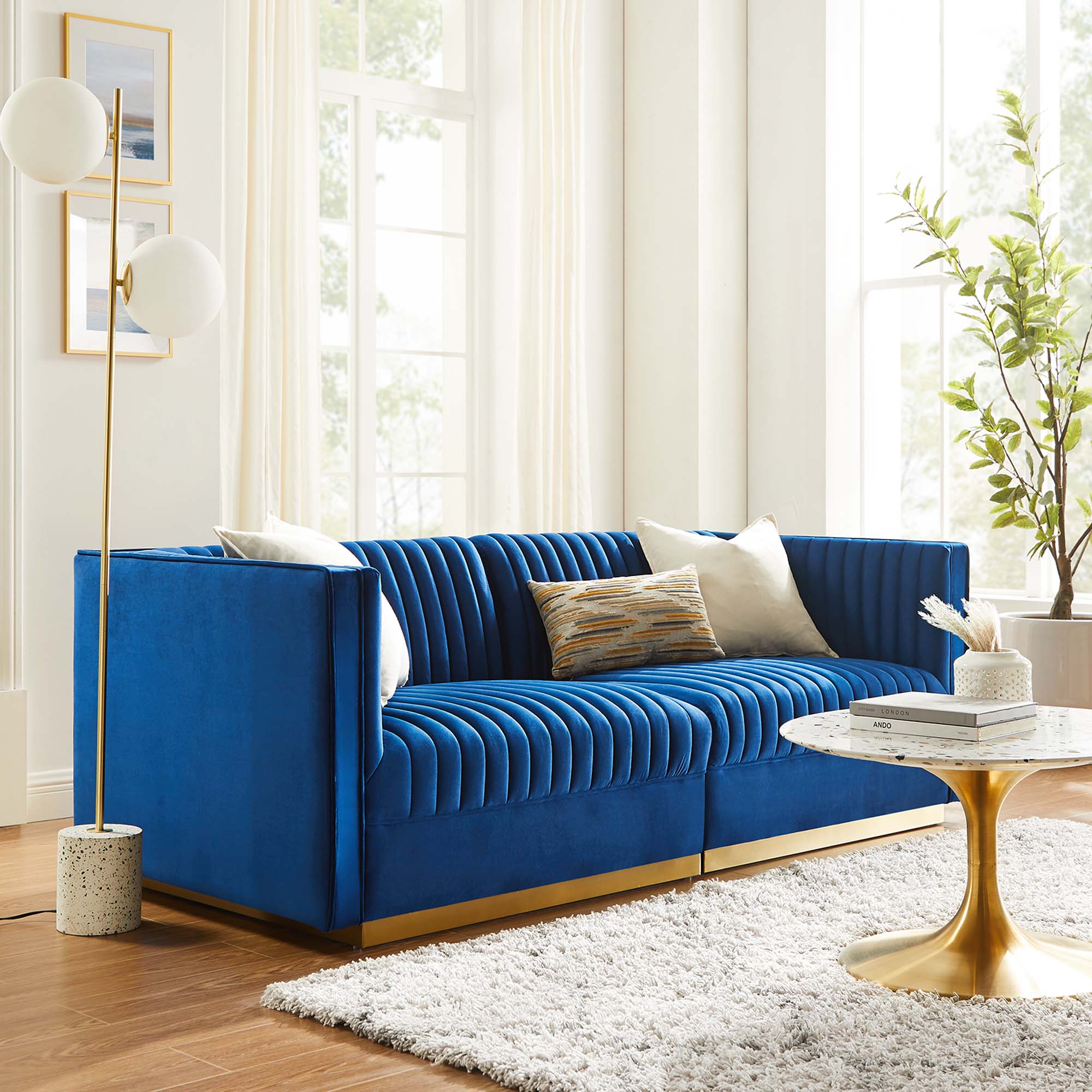 Sanguine Channel Tufted Performance Velvet Modular Sectional Sofa Loveseat by Modway