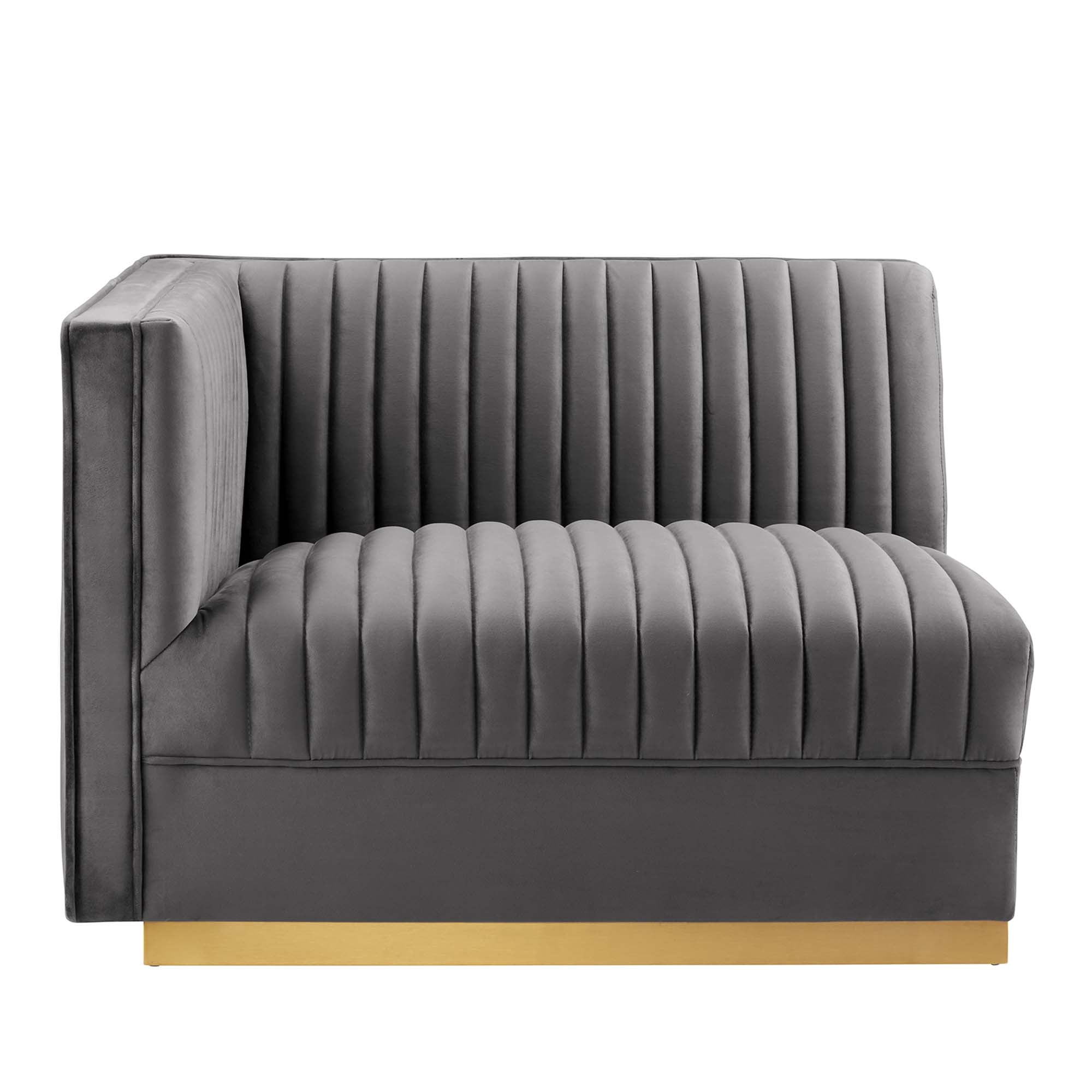 Sanguine Channel Tufted Performance Velvet 3-Seat Modular Sectional Sofa by Modway