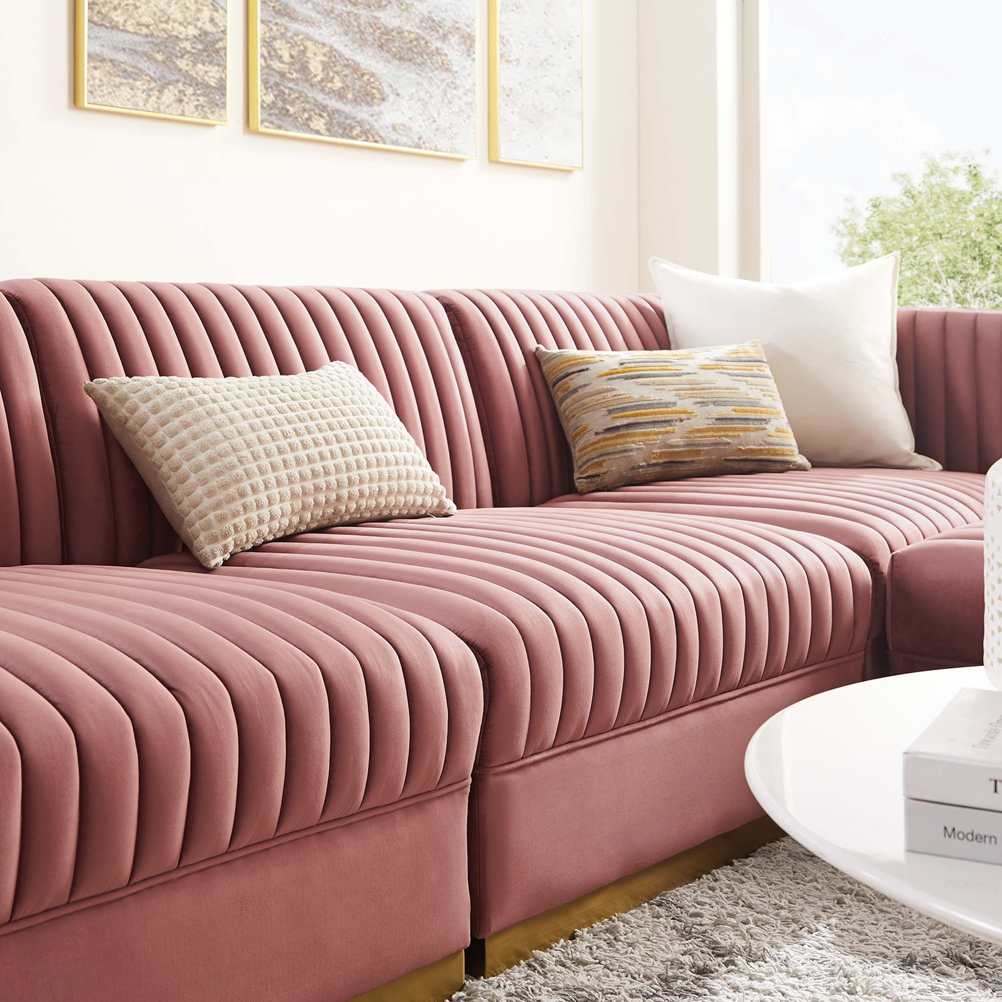 Sanguine Channel Tufted Performance Velvet 4-Piece Modular Sectional Sofa by Modway