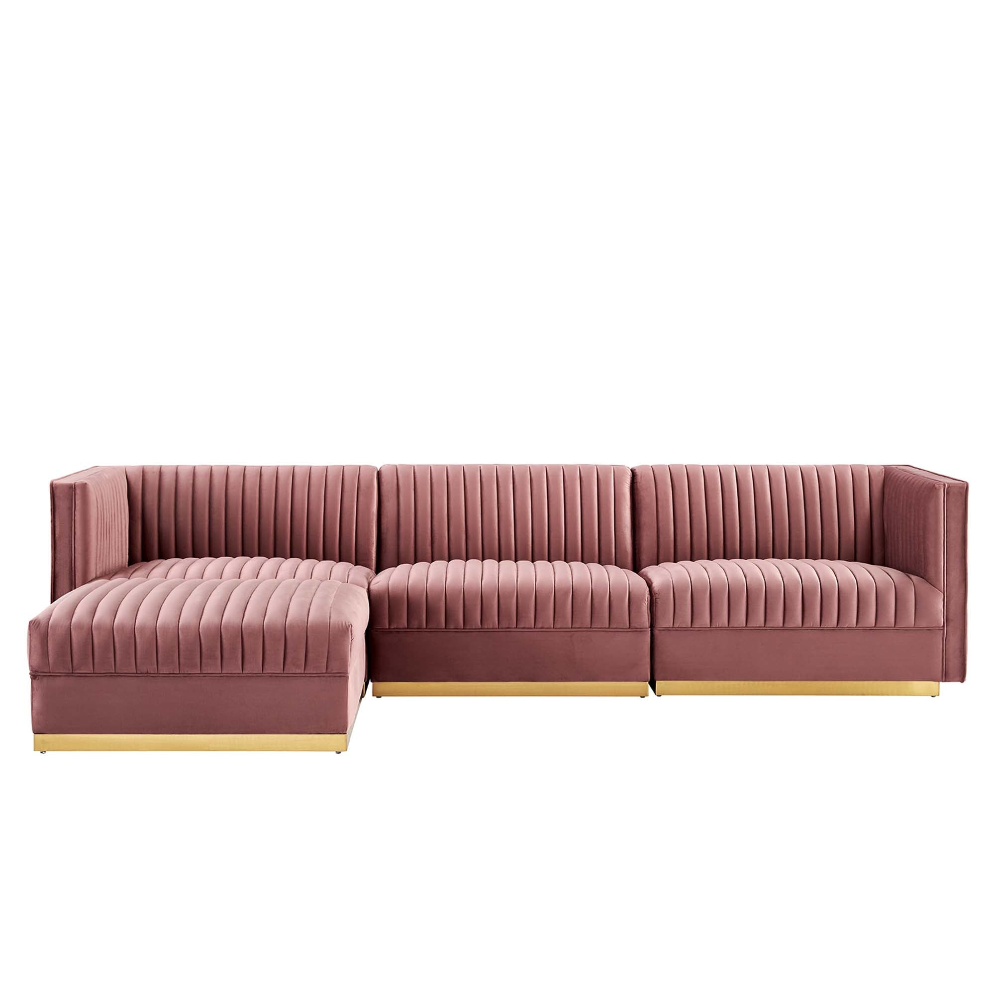 Sanguine Channel Tufted Performance Velvet 4-Piece Modular Sectional Sofa by Modway