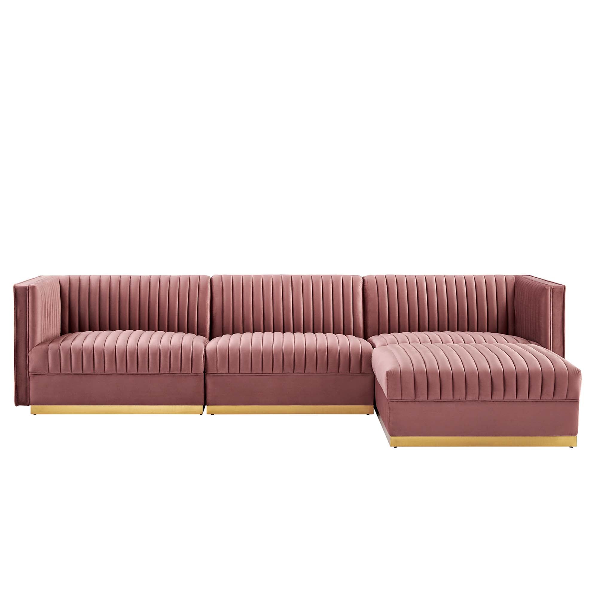 Sanguine Channel Tufted Performance Velvet 4-Piece Modular Sectional Sofa by Modway