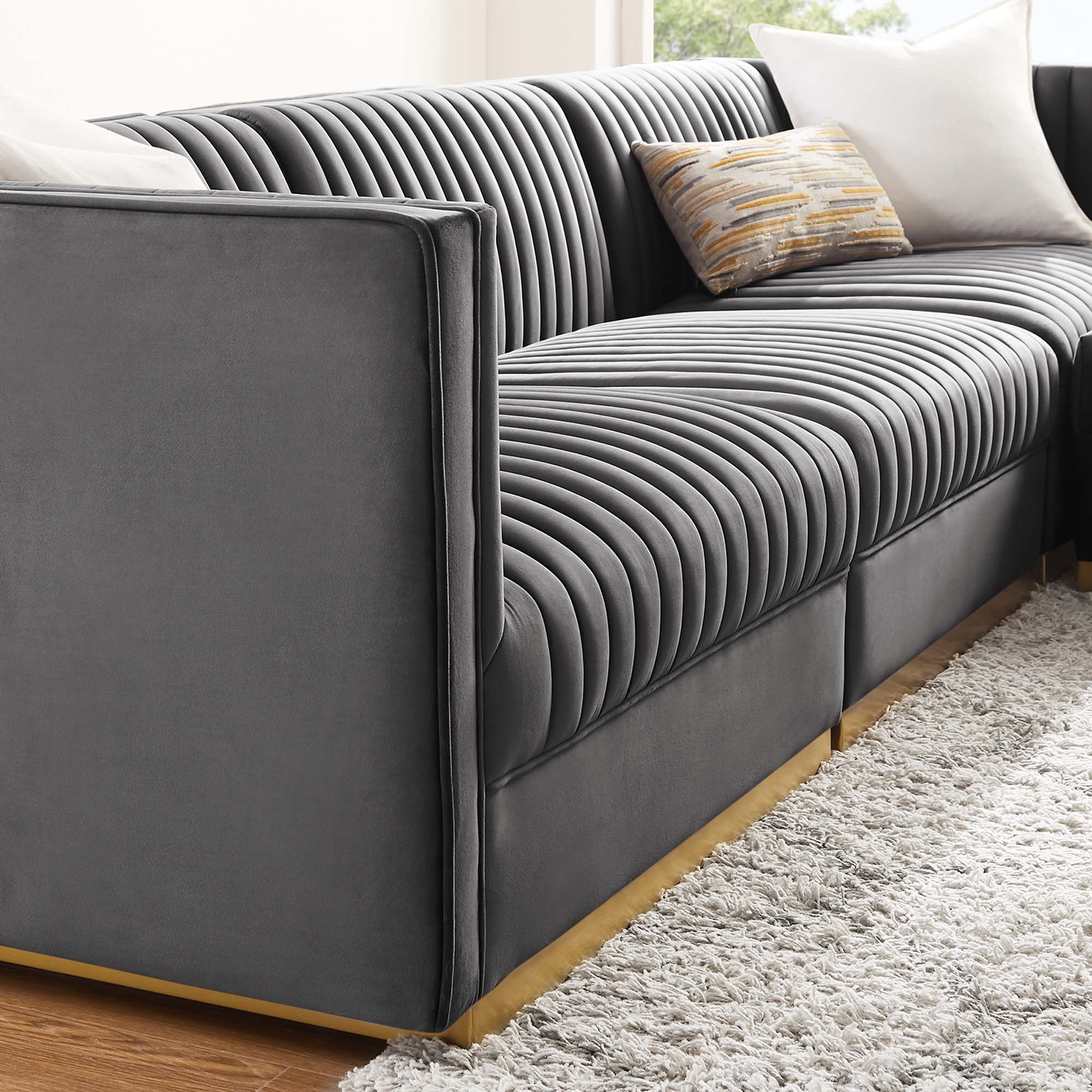 Sanguine Channel Tufted Performance Velvet 4-Piece Modular Sectional Sofa by Modway