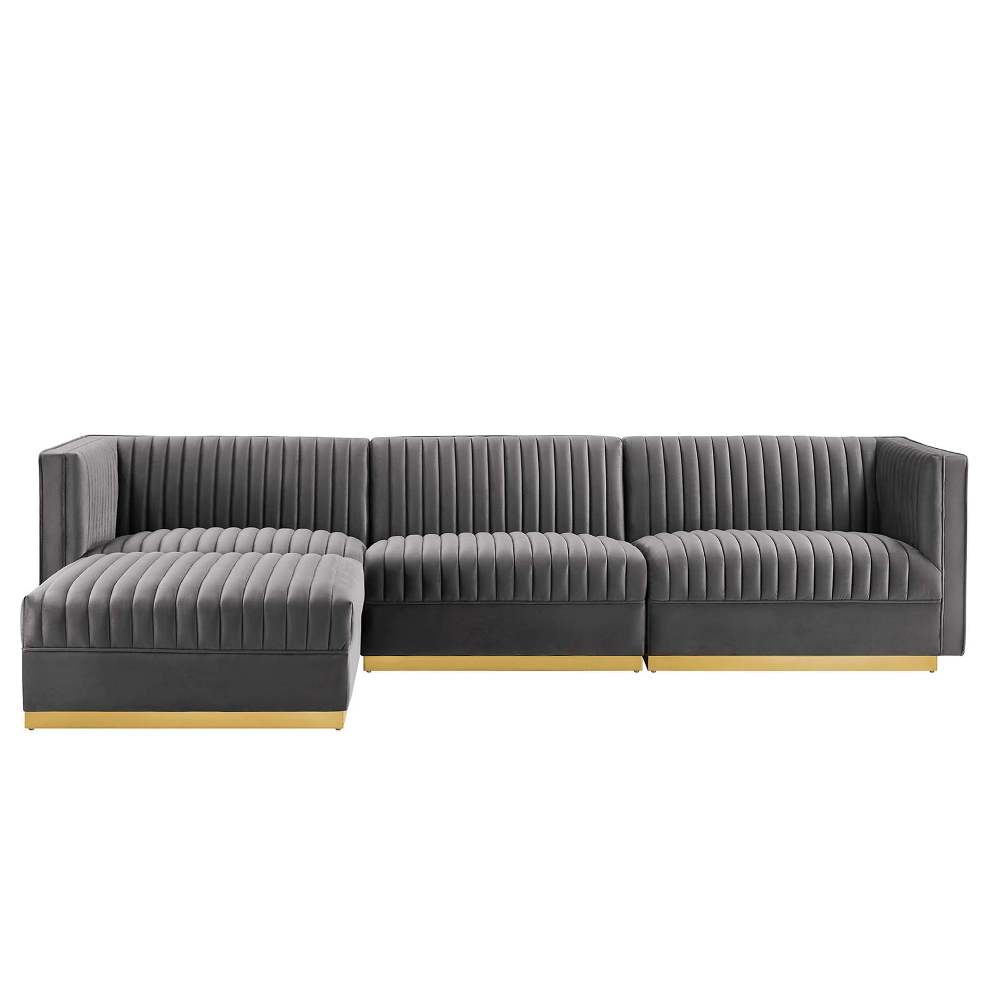 Sanguine Channel Tufted Performance Velvet 4-Piece Modular Sectional Sofa by Modway