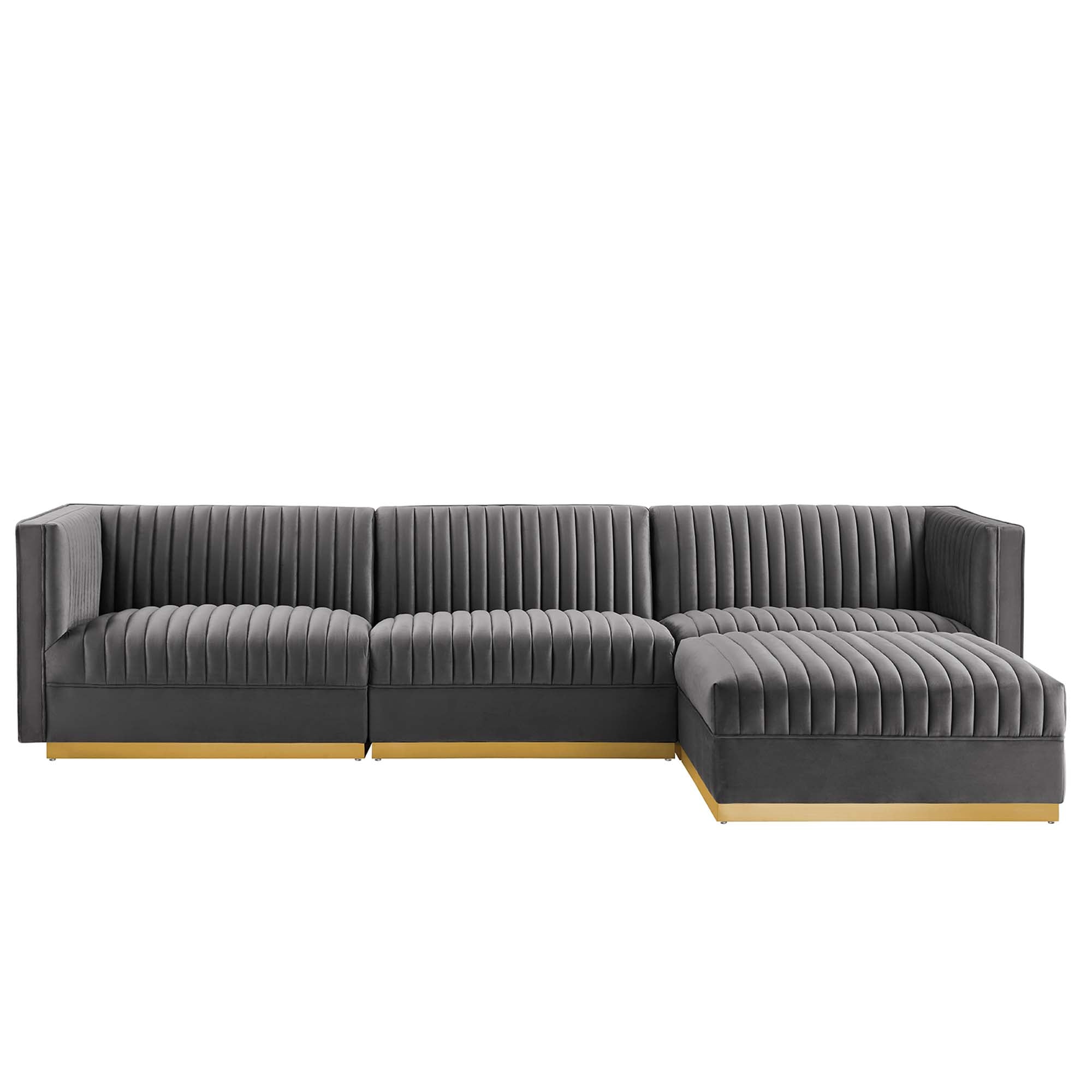 Sanguine Channel Tufted Performance Velvet 4-Piece Modular Sectional Sofa by Modway