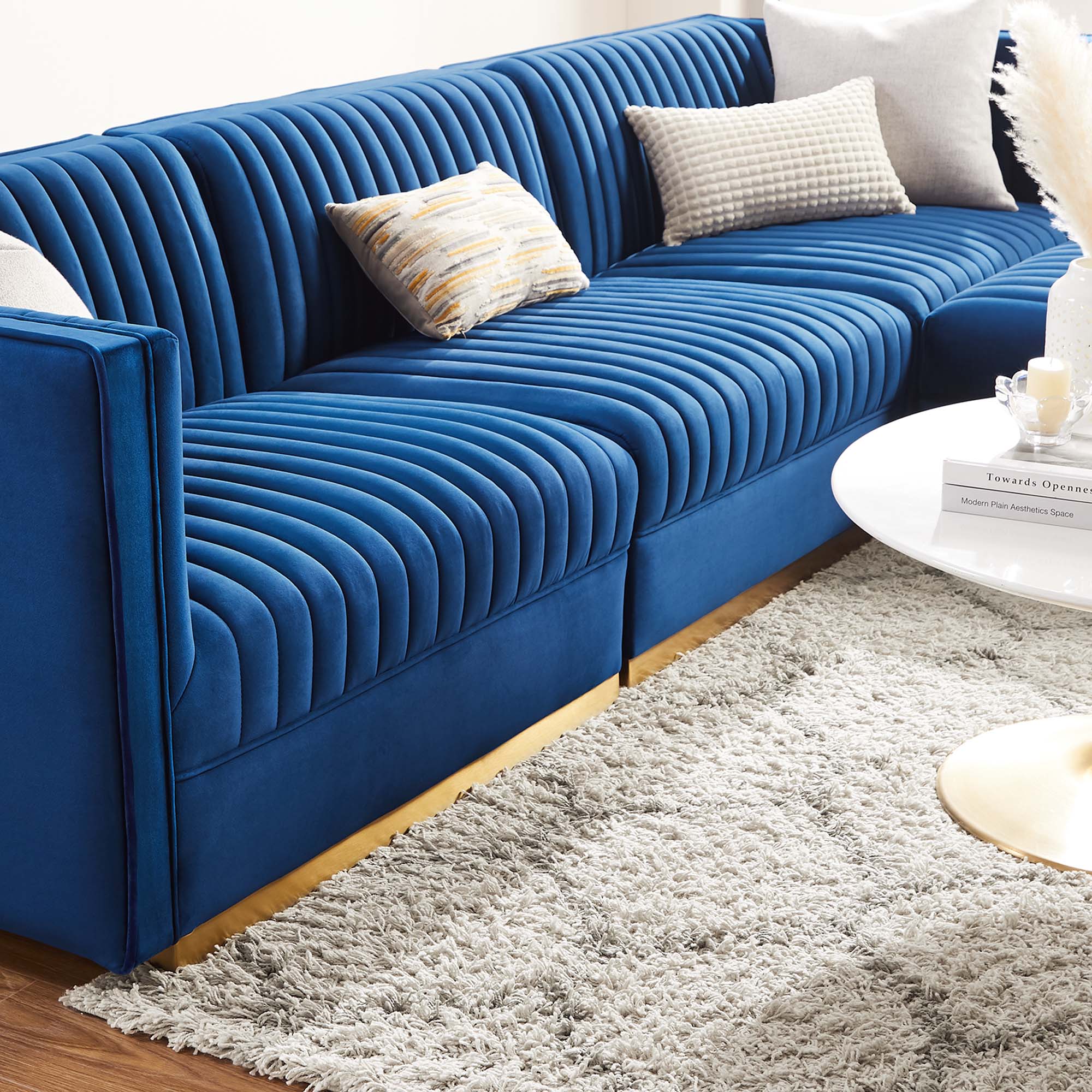 Sanguine Channel Tufted Performance Velvet 4-Piece Modular Sectional Sofa by Modway