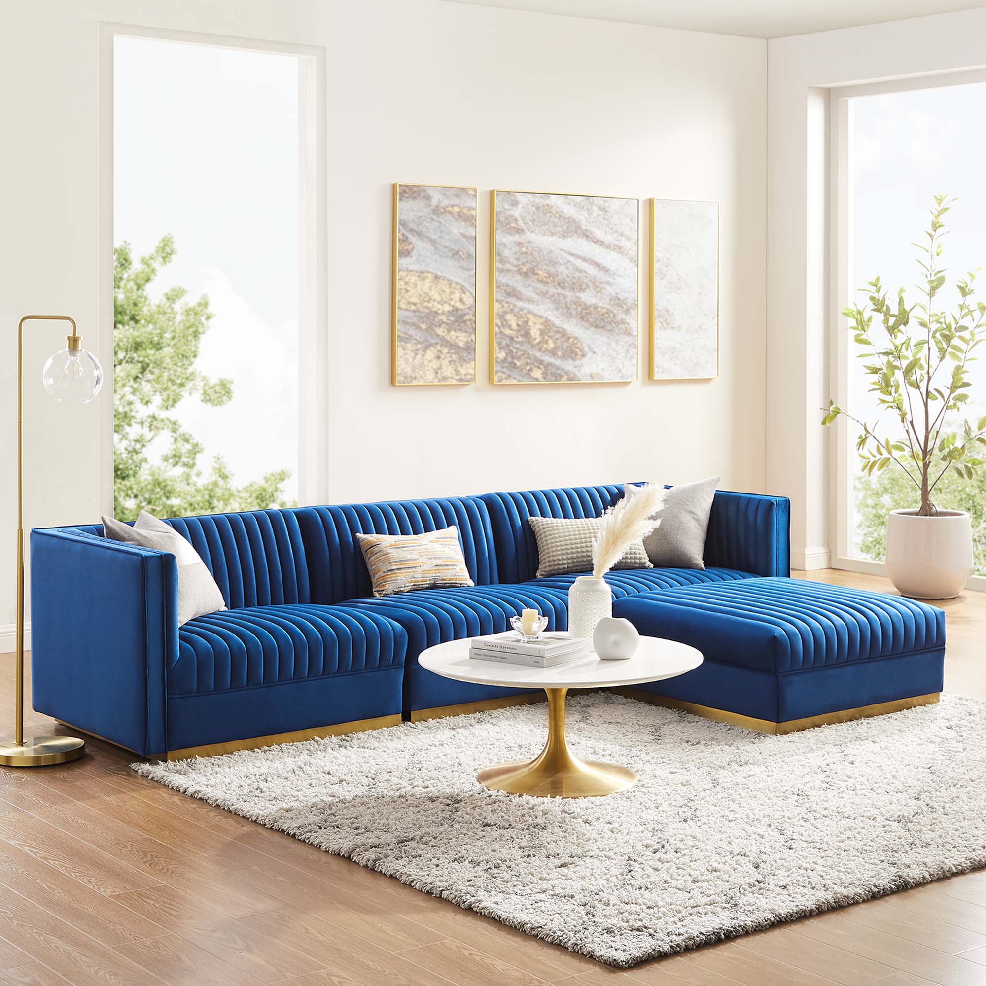 Sanguine Channel Tufted Performance Velvet 4-Piece Modular Sectional Sofa by Modway