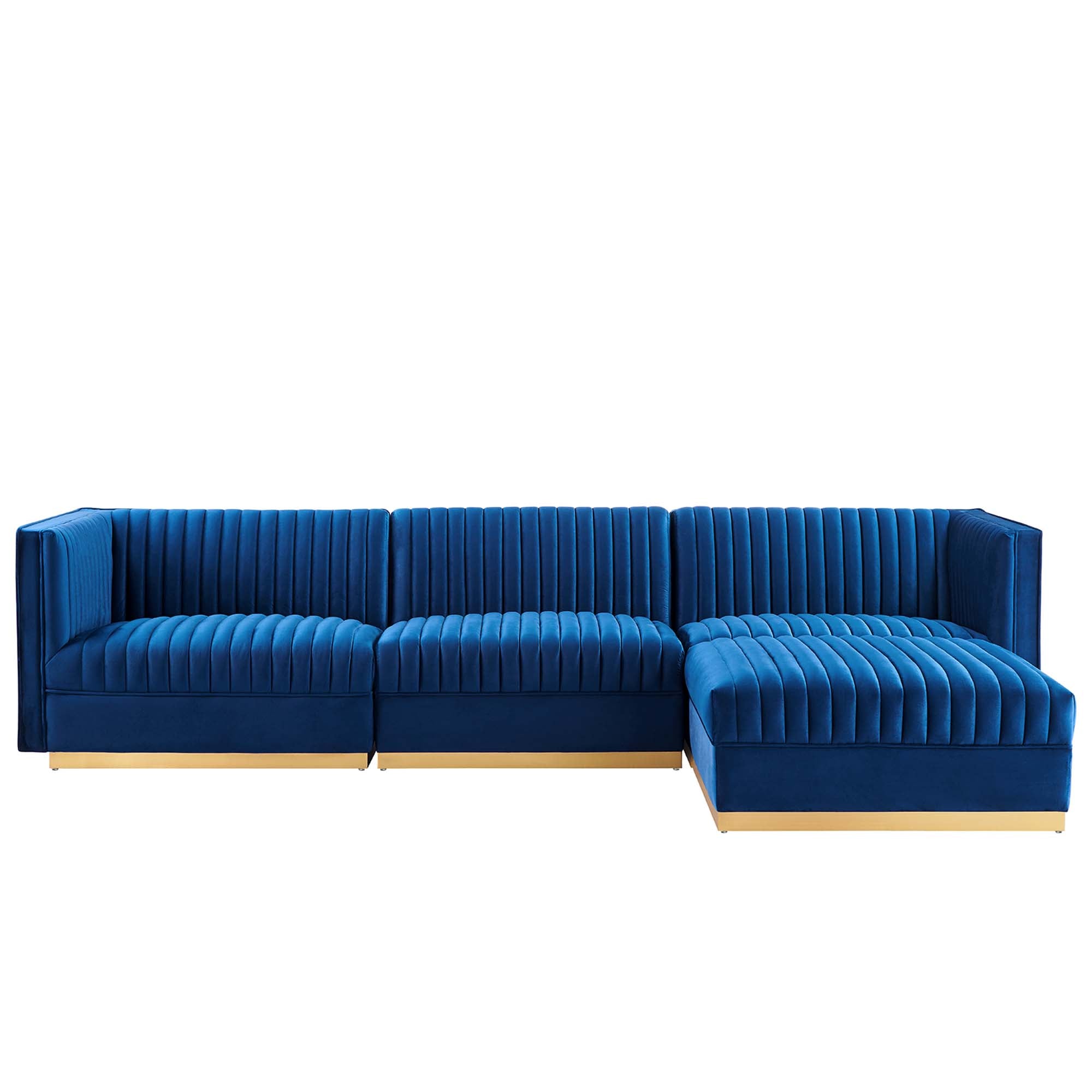 Sanguine Channel Tufted Performance Velvet 4-Piece Modular Sectional Sofa by Modway